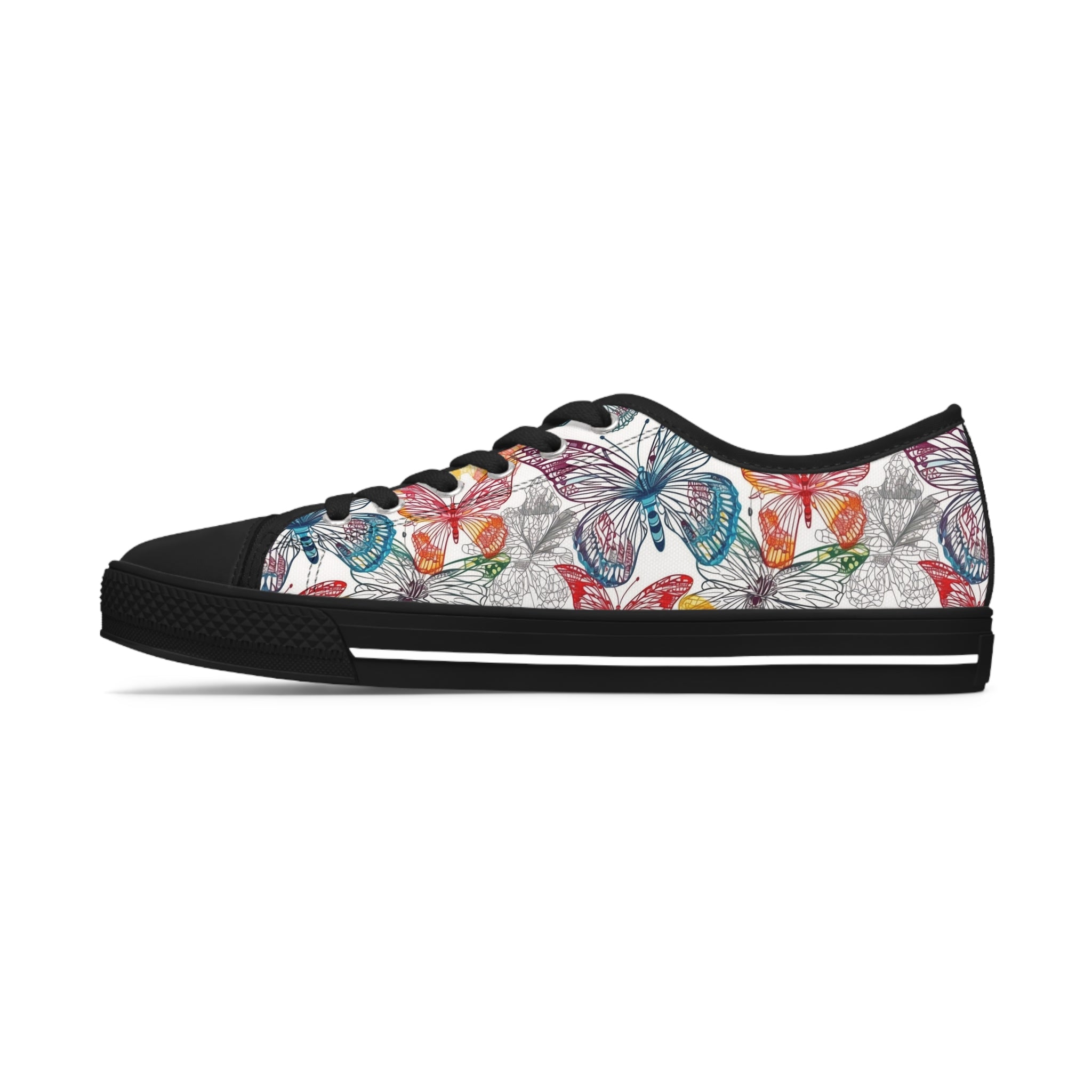 Women's Low Top Sneakers (AOP) - Seamless Butterfly Designs 05