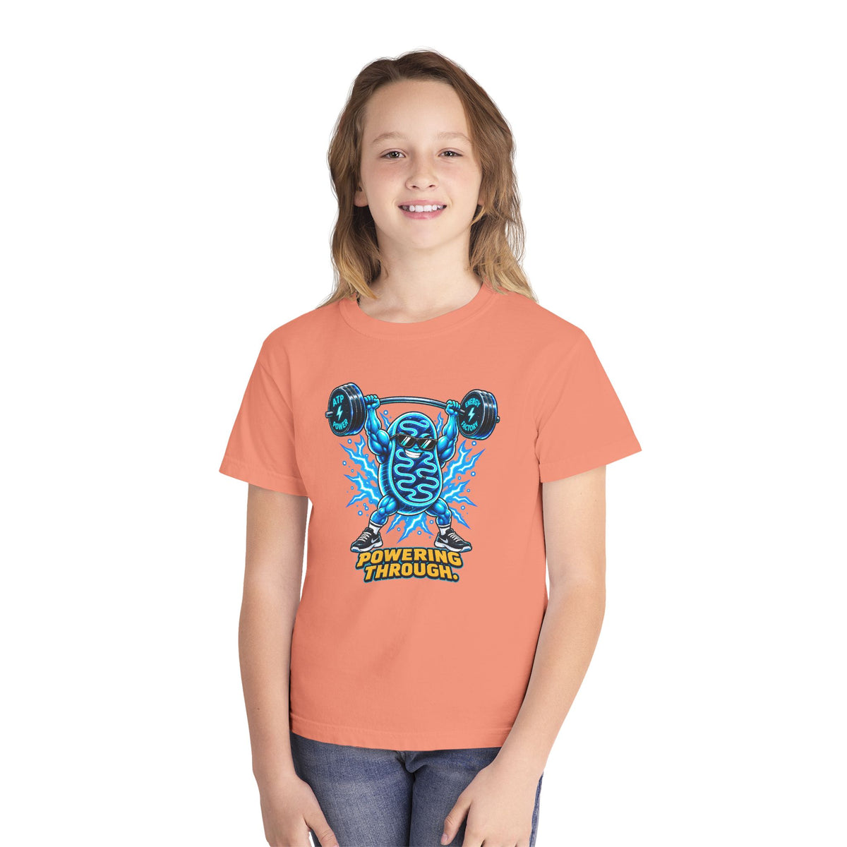 Mitochondria Powerhouse, a Science design, on a youth midweight cotton tee