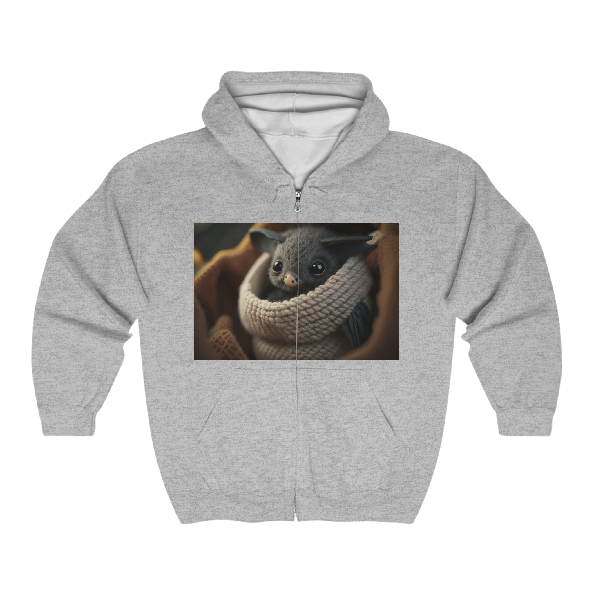Unisex Heavy Blend™ Full Zip Hooded Sweatshirt - Baby Animals - Bat