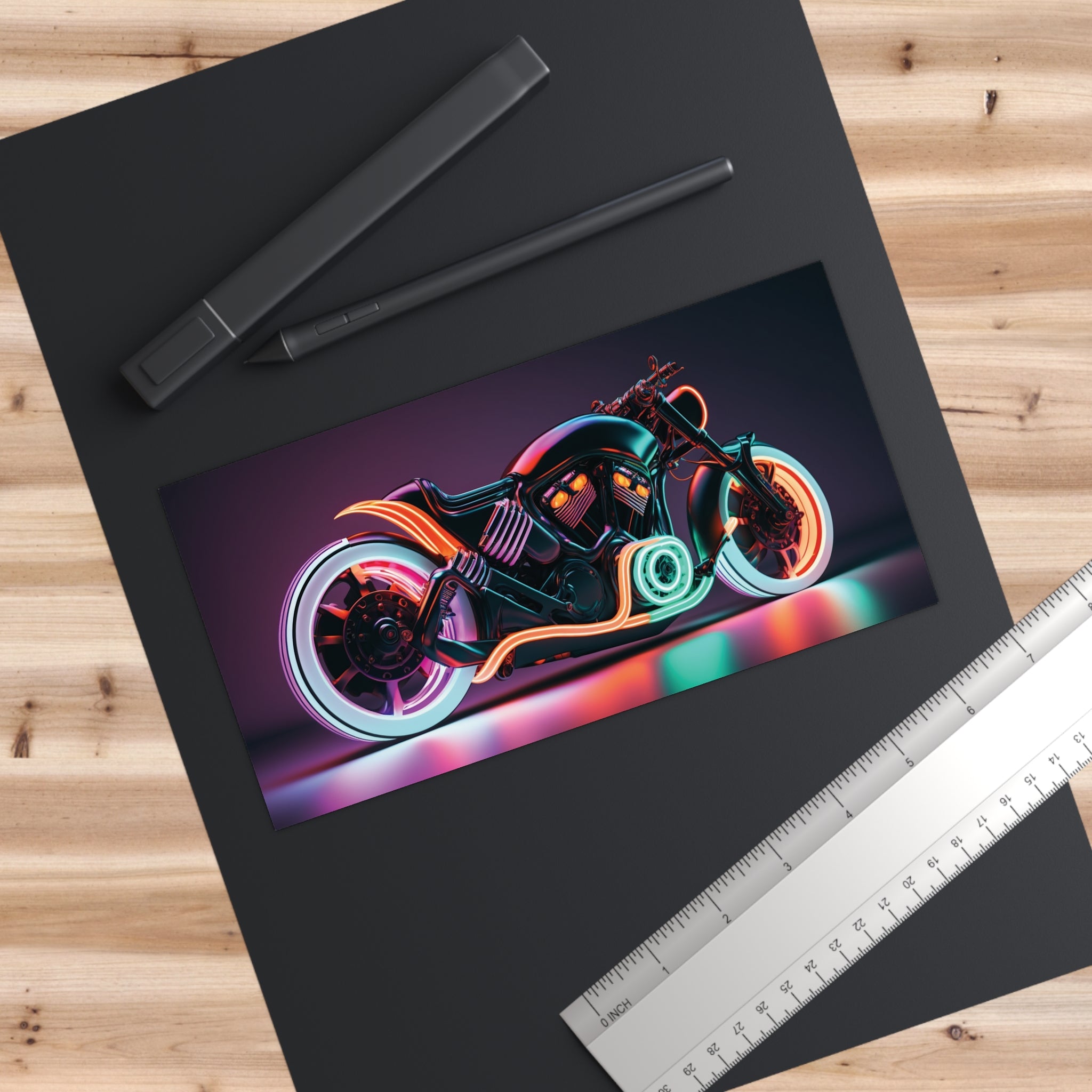 Bumper Stickers - Neon Motorcycle Design 05