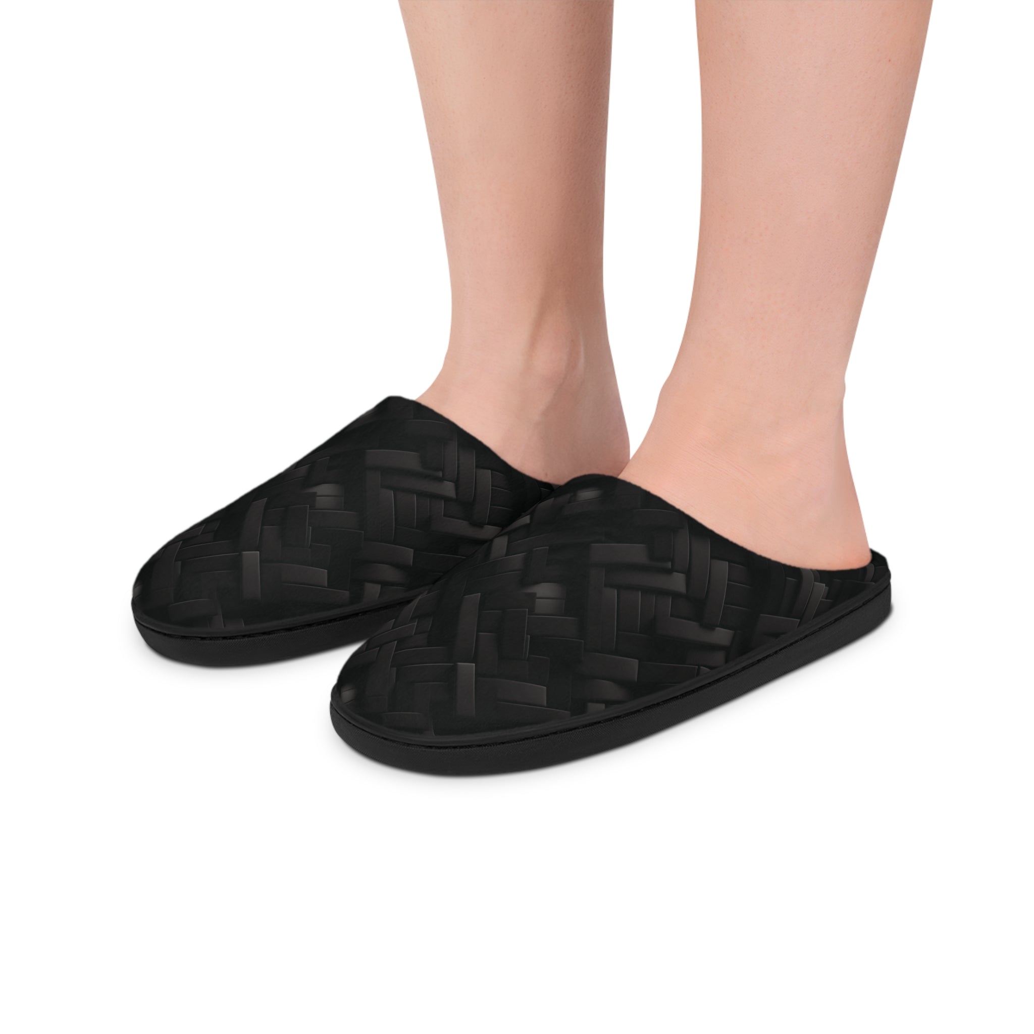 Men's Indoor Slippers (AOP) - Seamless Black Noir Design