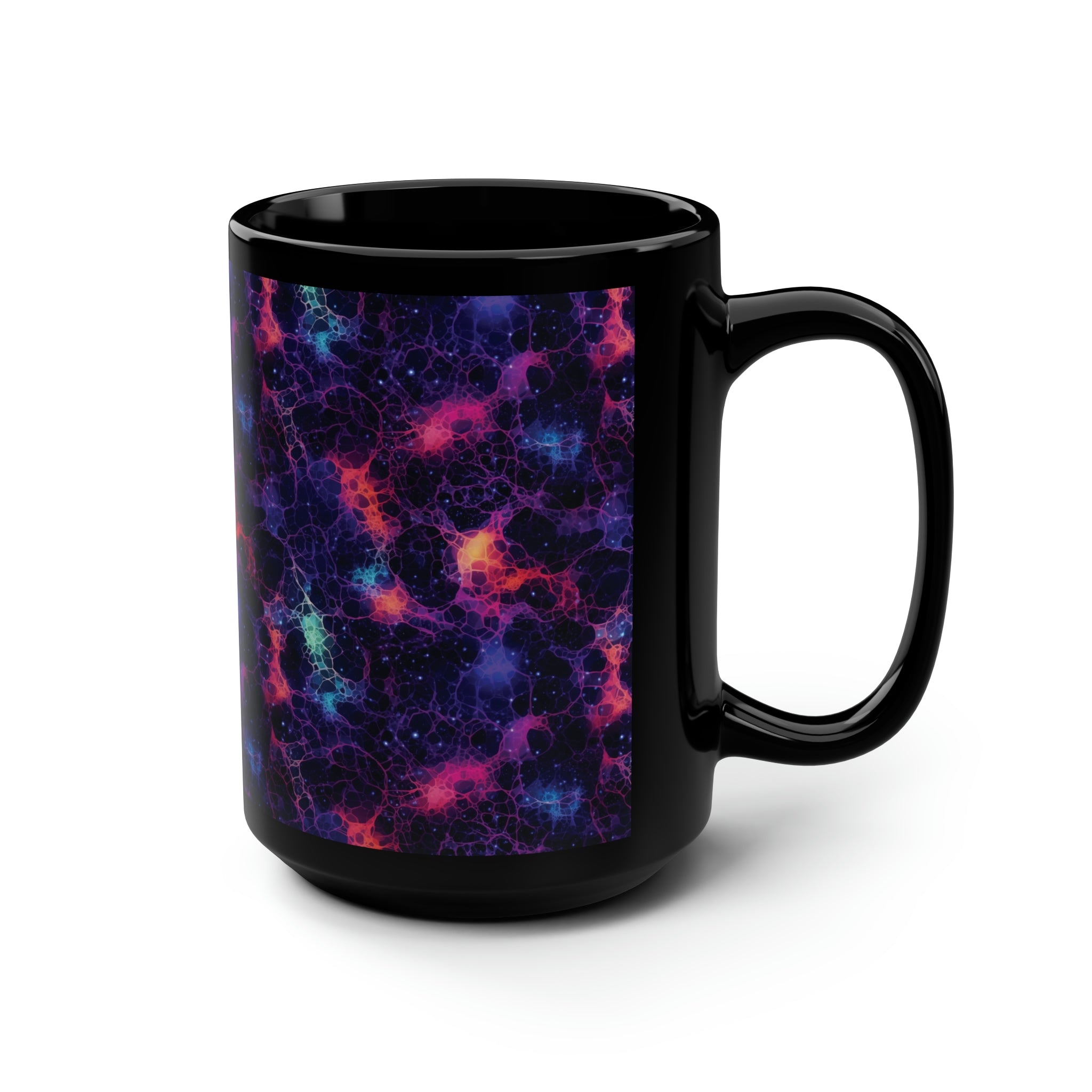 Black Mug, 15oz (AOP) - Fantasy Galaxies 08