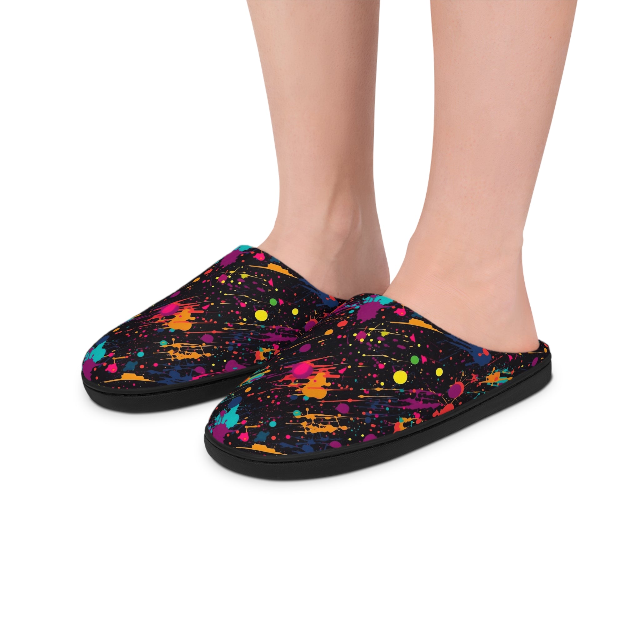 Men's Indoor Slippers (AOP) - Seamless Color Splatter Design 04