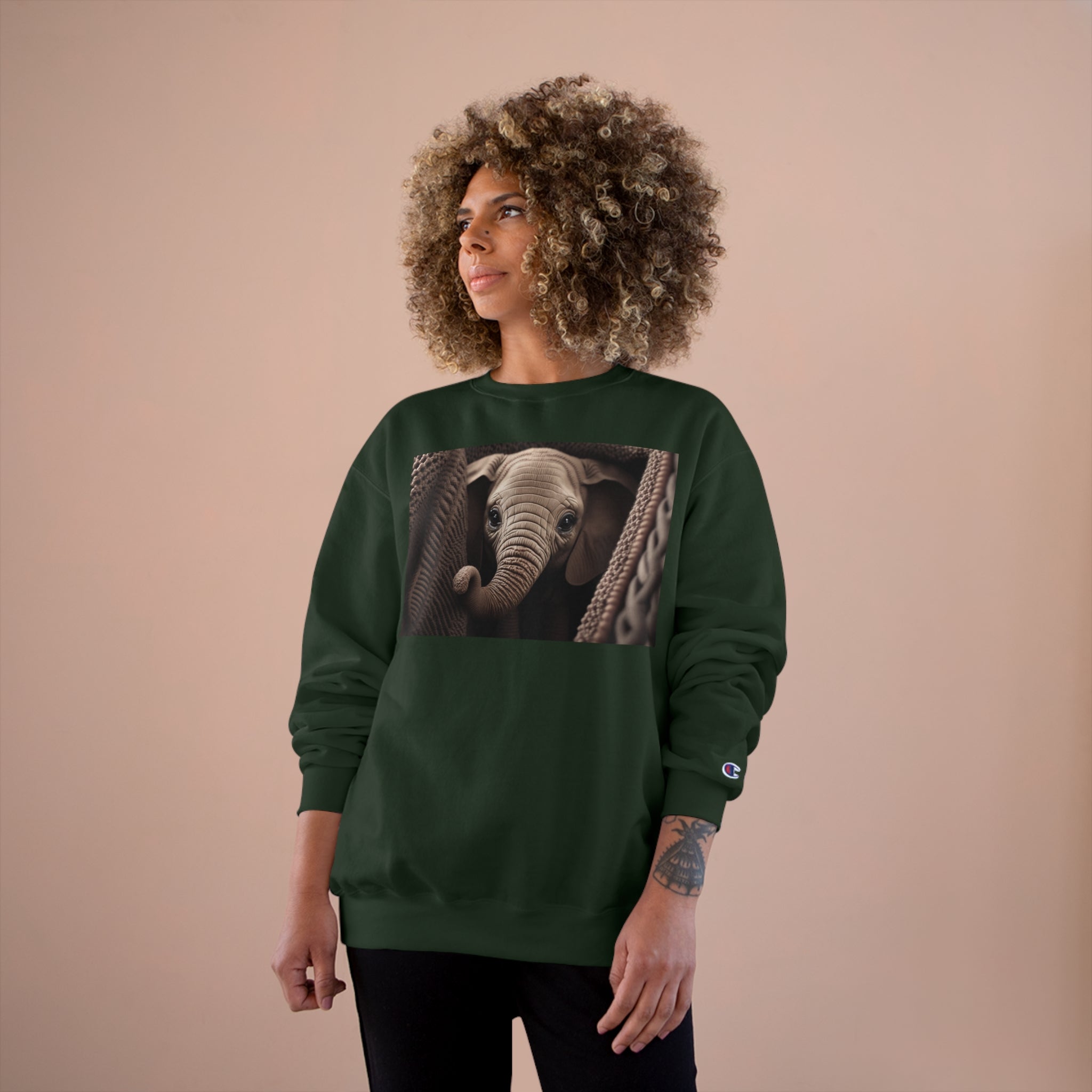 Champion Sweatshirt - Knit Animals, Elephant Calf
