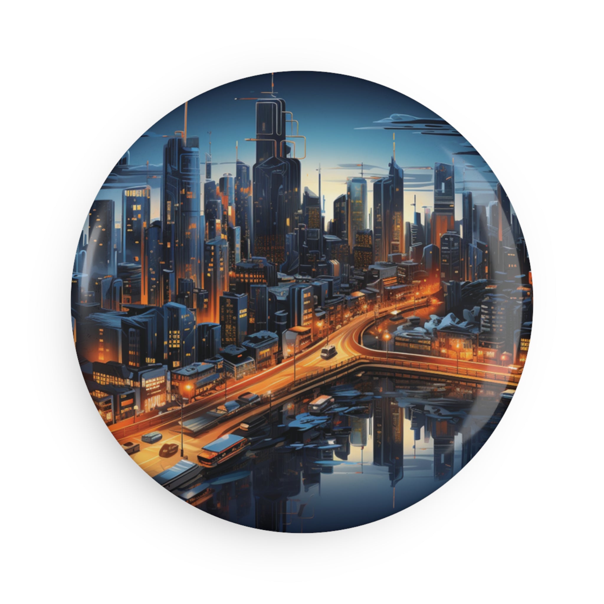 Button Magnet, Round (1 & 10 pcs) - Isometric City Designs 08