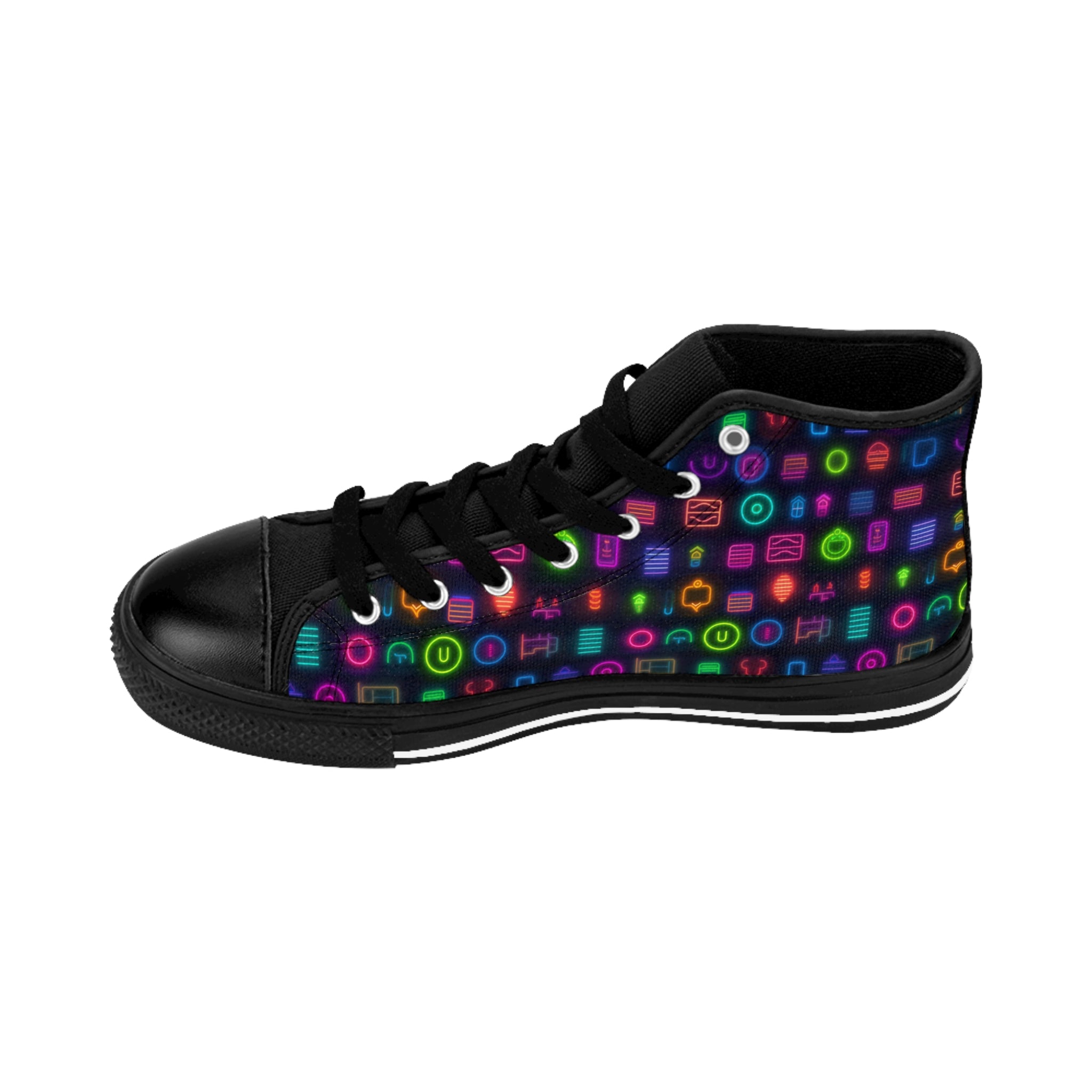 Men's Classic Sneakers (AOP) - Seamless Vibrant Neon Designs 04