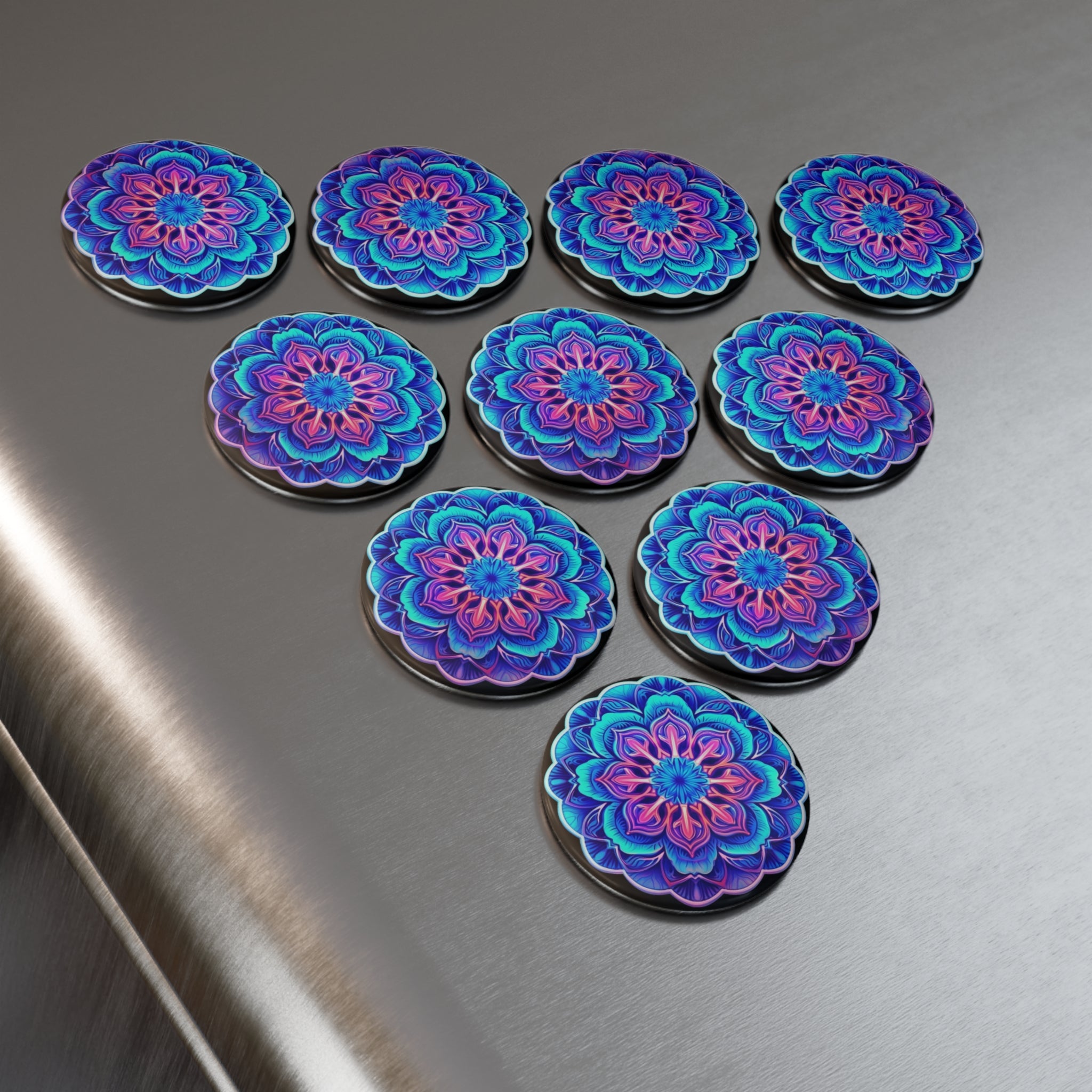Button Magnet, Round (1 & 10 pcs) - Mandalas 28