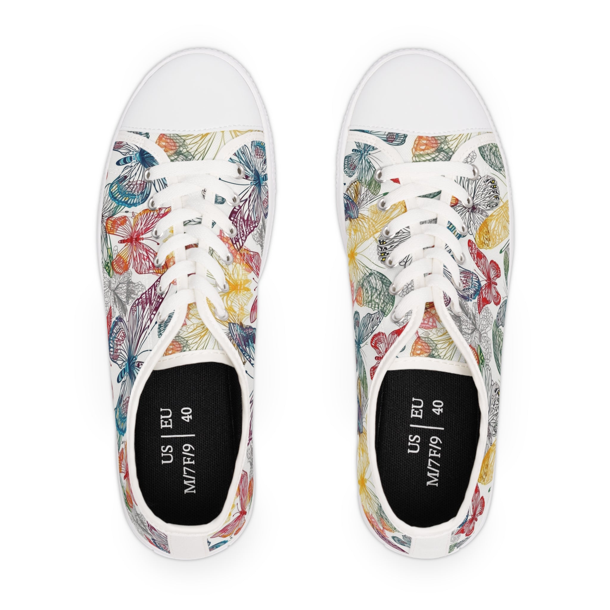 Women's Low Top Sneakers (AOP) - Seamless Butterfly Designs 05