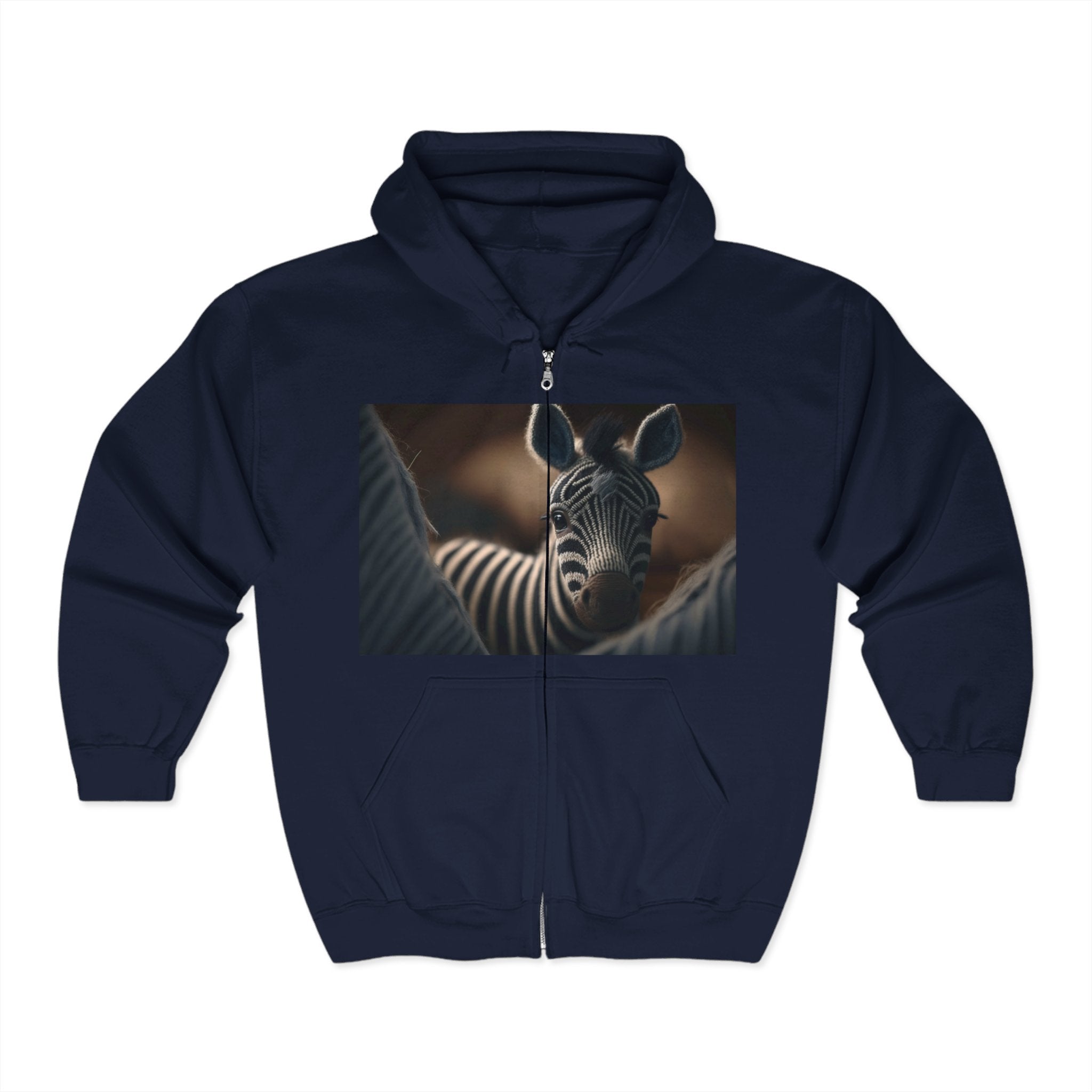 Unisex Heavy Blend™ Full Zip Hooded Sweatshirt - Baby Animals - Zebra
