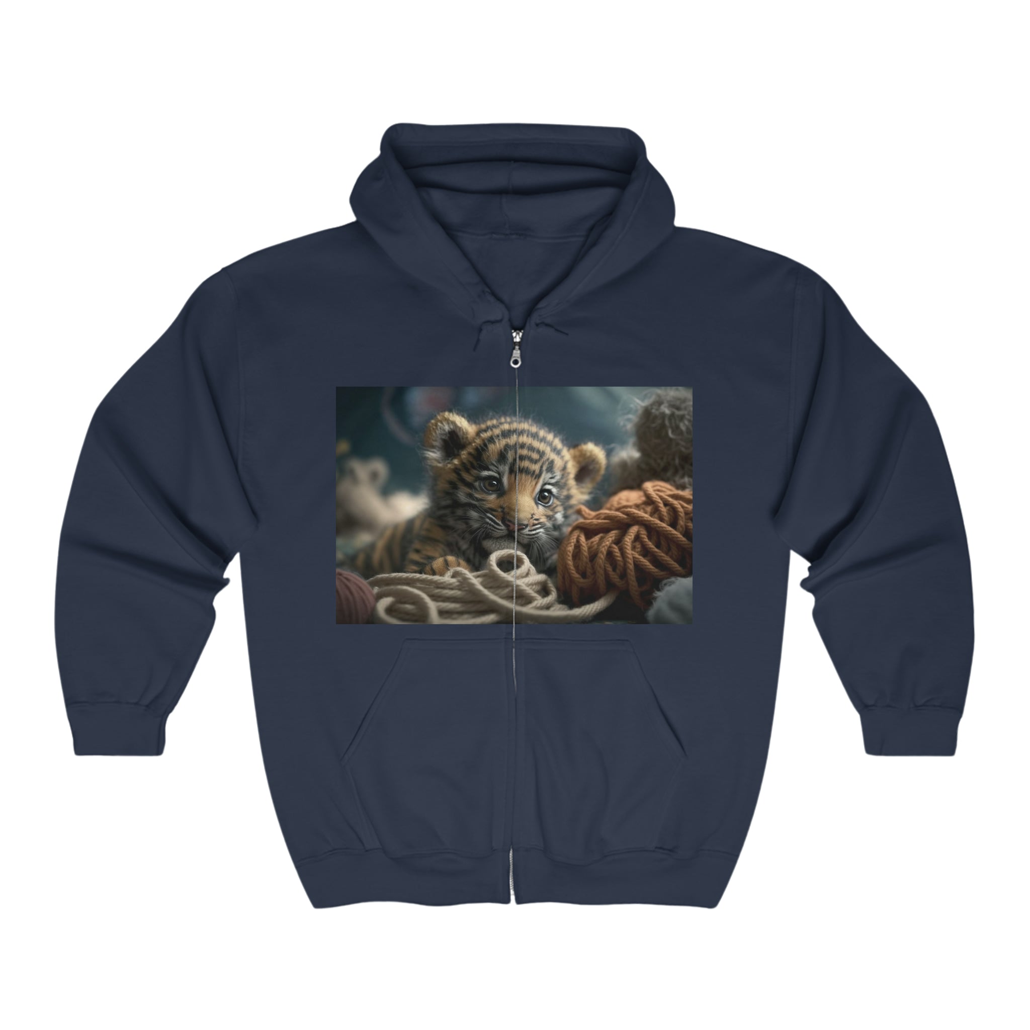 Unisex Heavy Blend™ Full Zip Hooded Sweatshirt - Baby Animals - Tiger