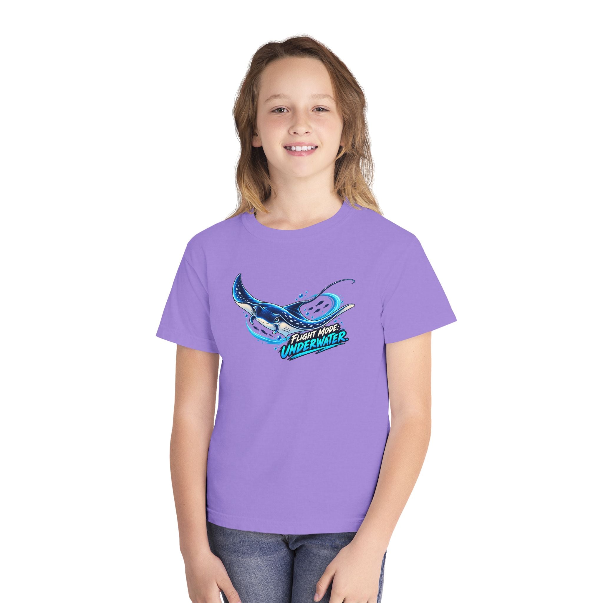 Youth Midweight Cotton Tee - Manta Ray