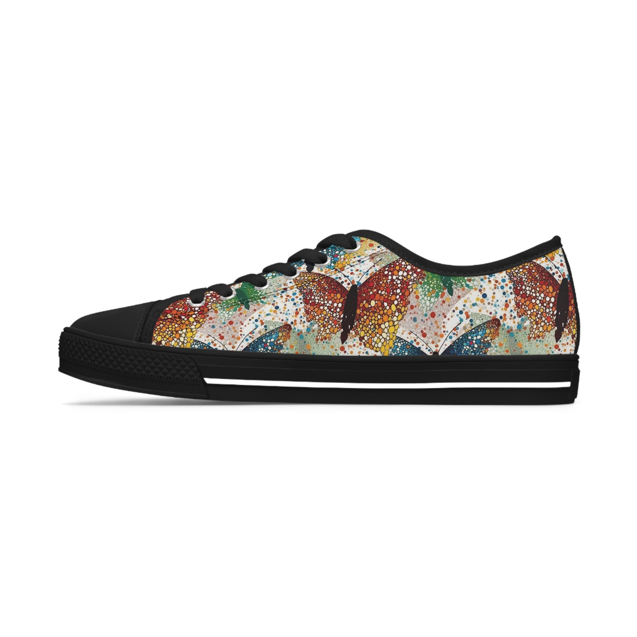 Women's Low Top Sneakers (AOP) - Seamless Butterfly Designs 08