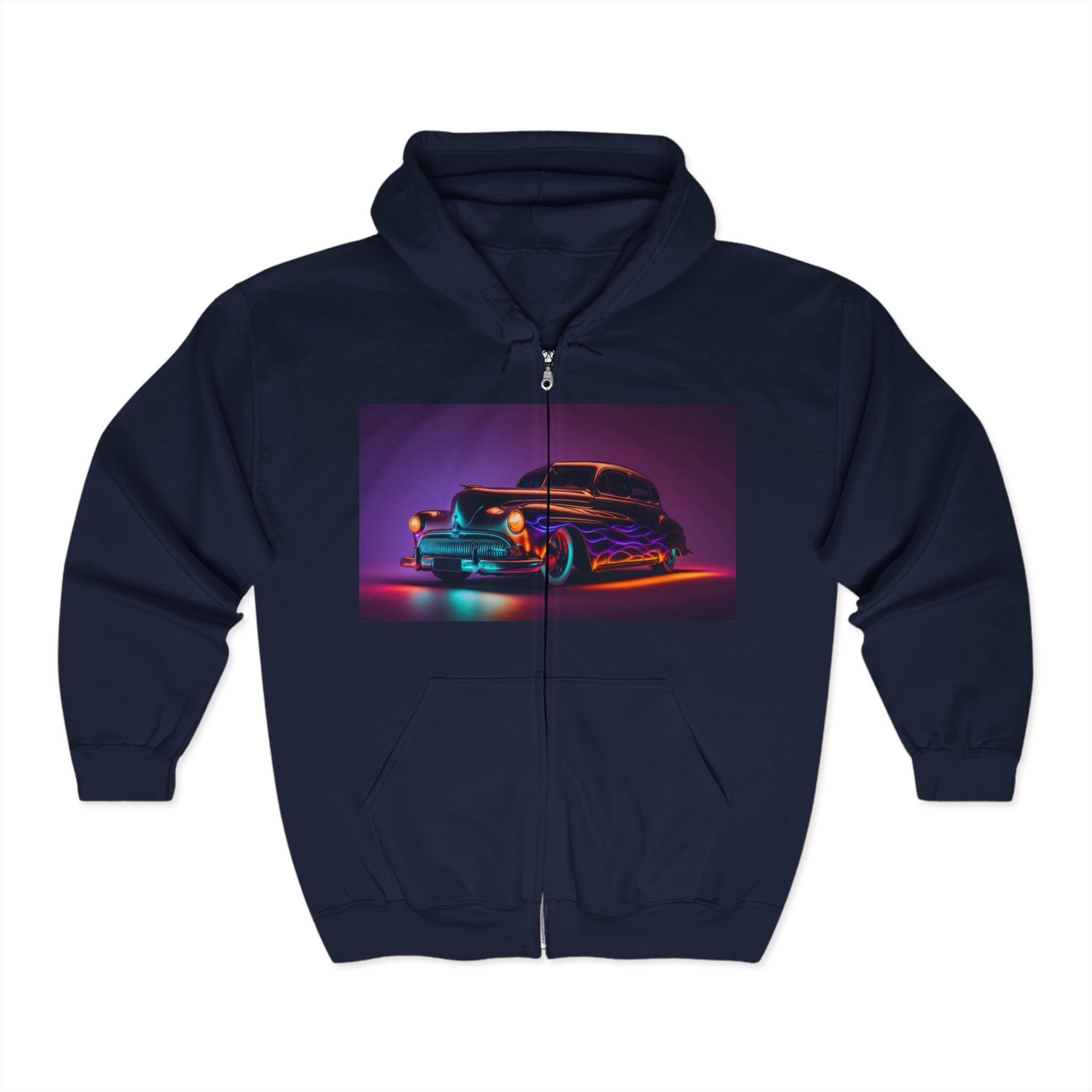 Unisex Heavy Blend™ Full Zip Hooded Sweatshirt - Neon Car 06