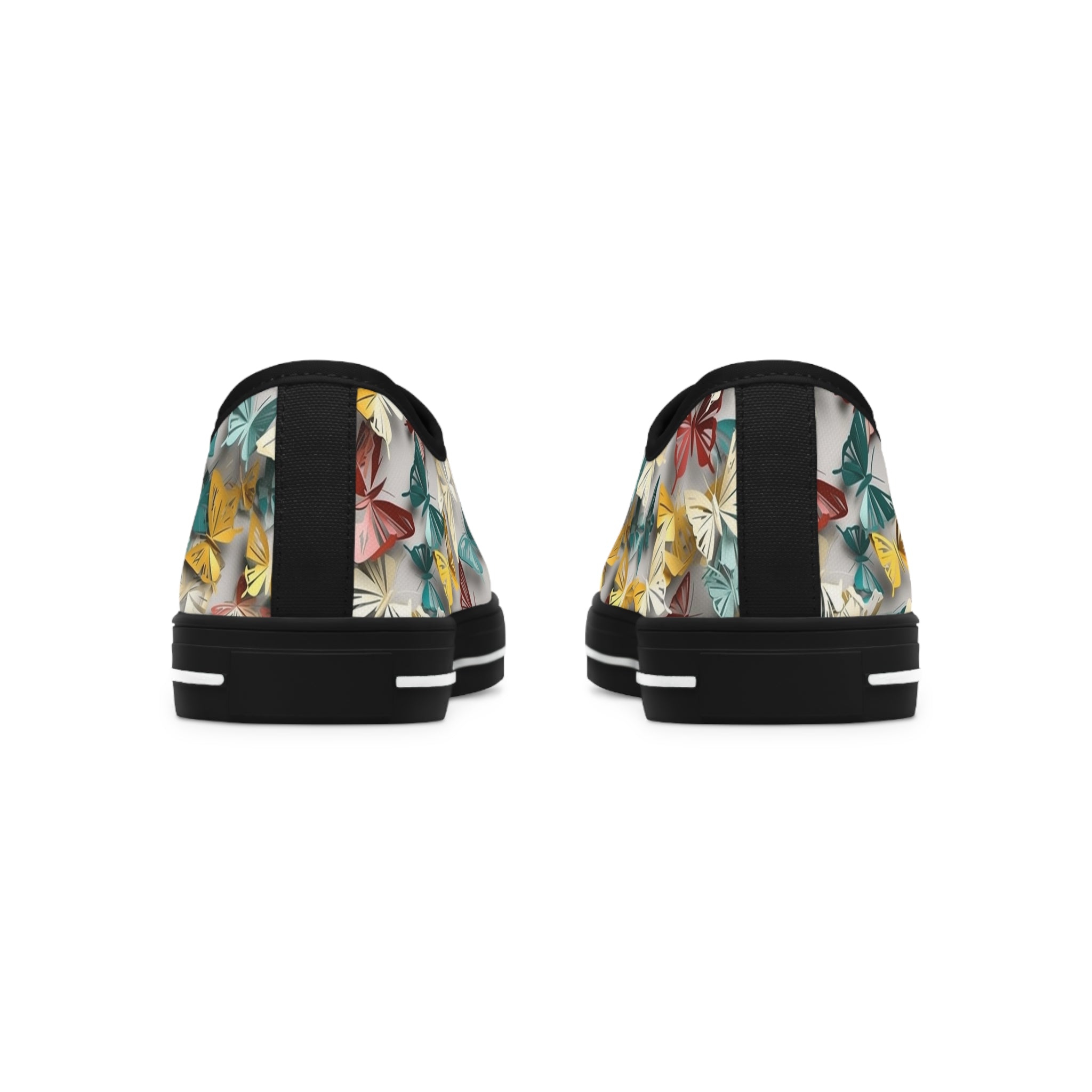 Women's Low Top Sneakers (AOP) - Seamless Butterfly Designs 02