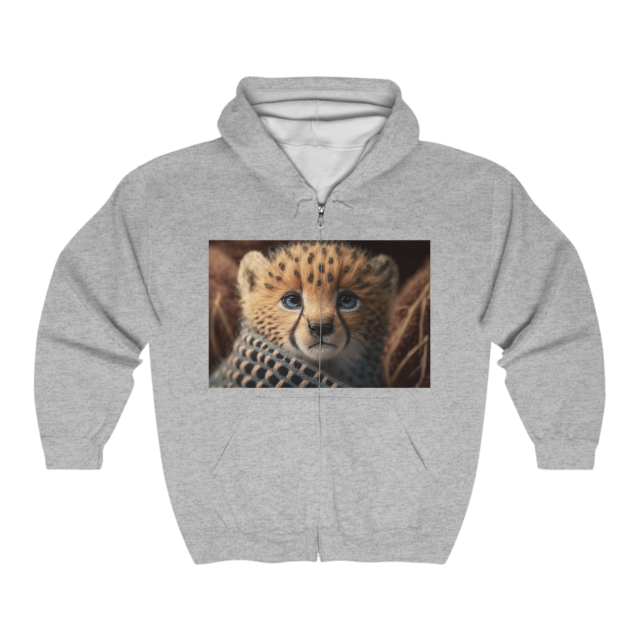 Unisex Heavy Blend™ Full Zip Hooded Sweatshirt - Baby Animals - Cheetah