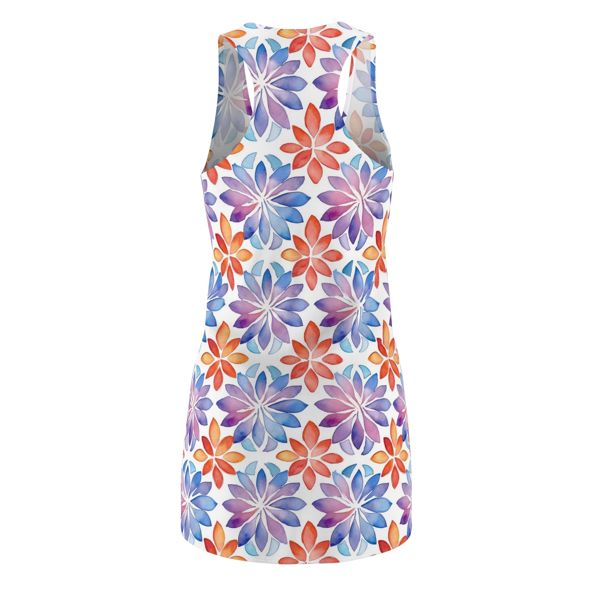 Women's Cut & Sew Racerback Dress (AOP) - Seamless Flower Watercolor Designs 05