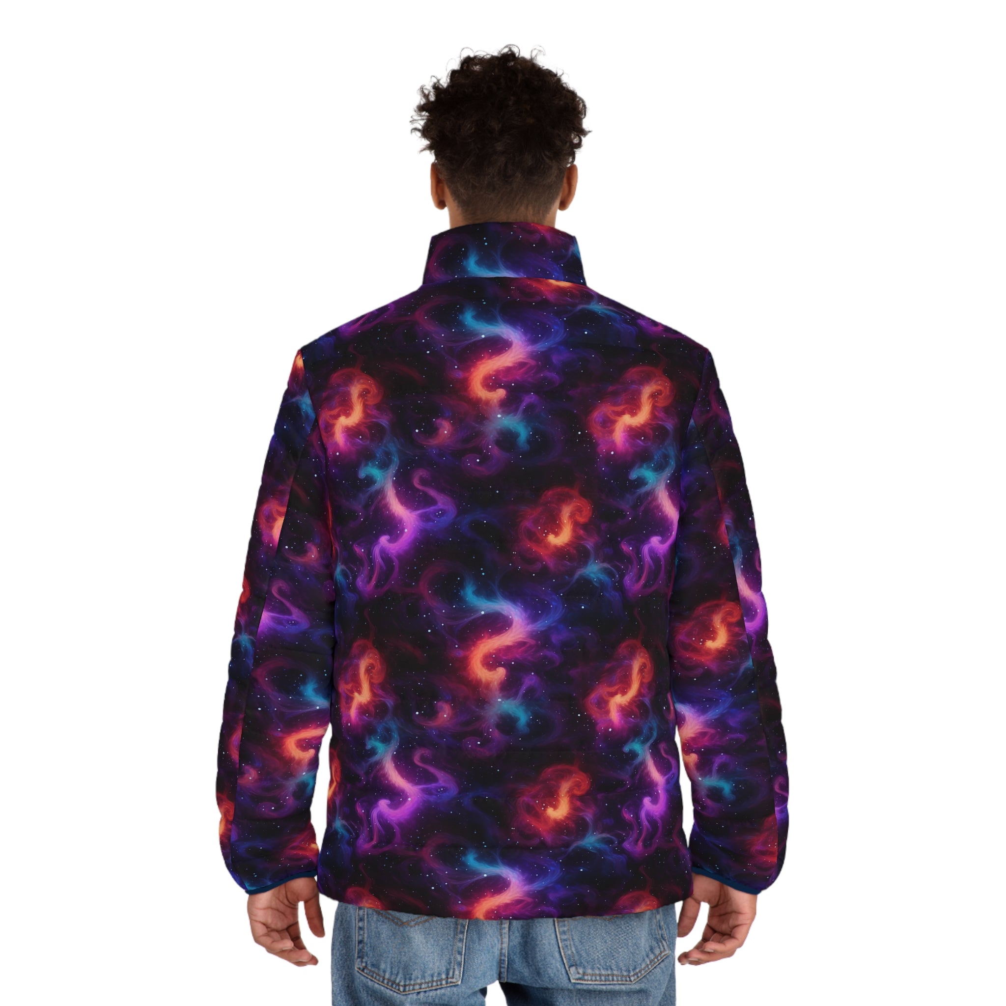 Men's Puffer Jacket (AOP) - Digital Galaxies 04