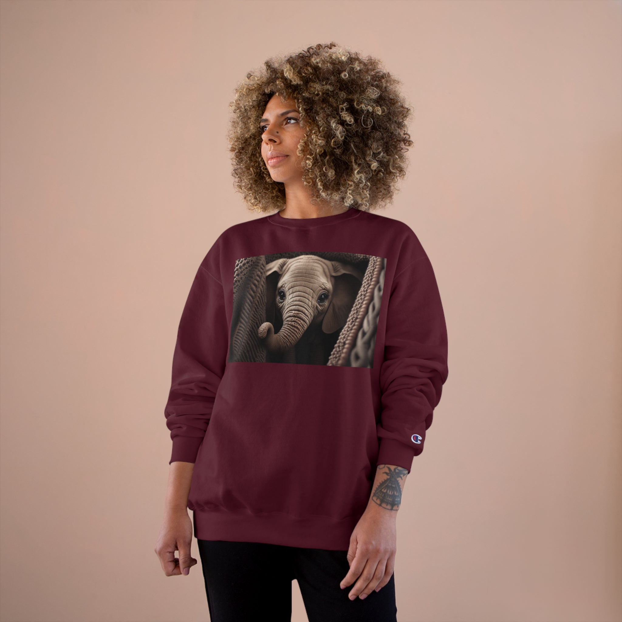 Champion Sweatshirt - Knit Animals, Elephant Calf