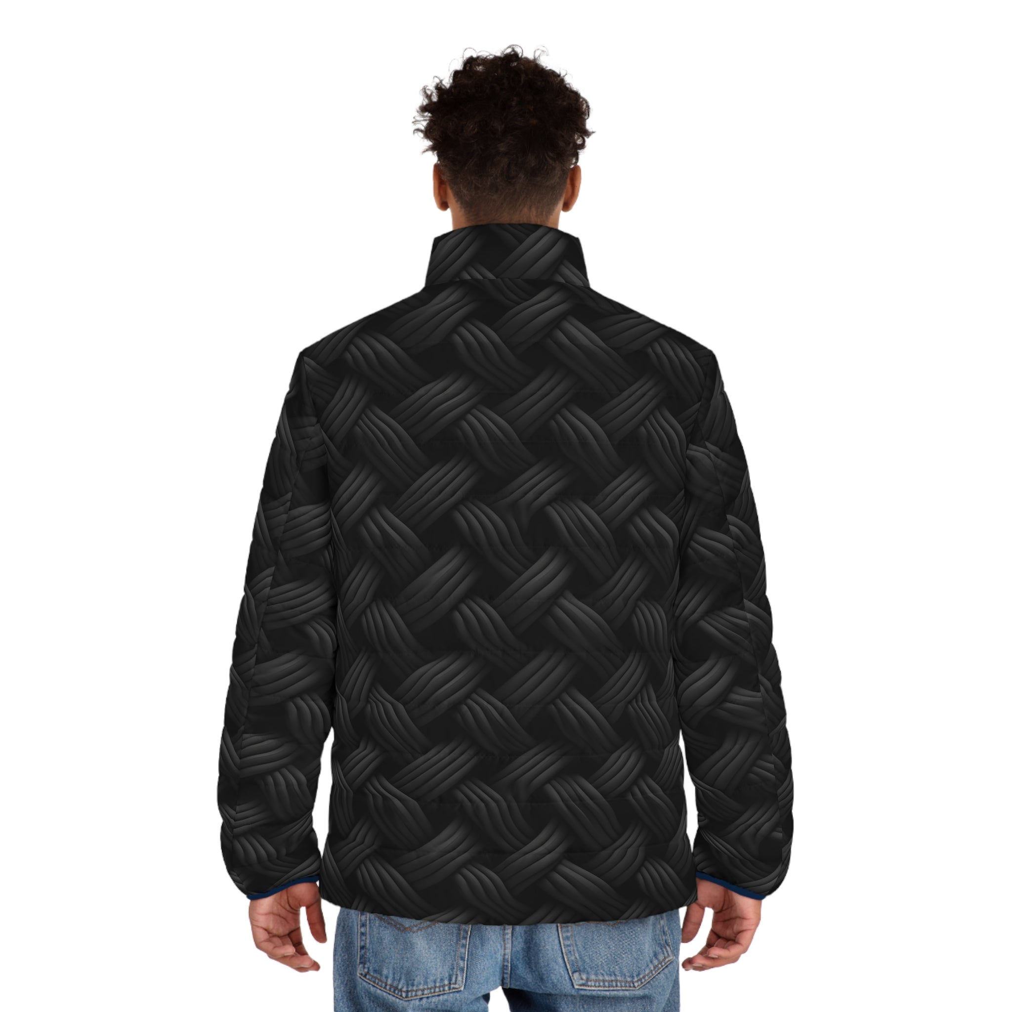 Men's Puffer Jacket (AOP) - Black Noir Designs 05