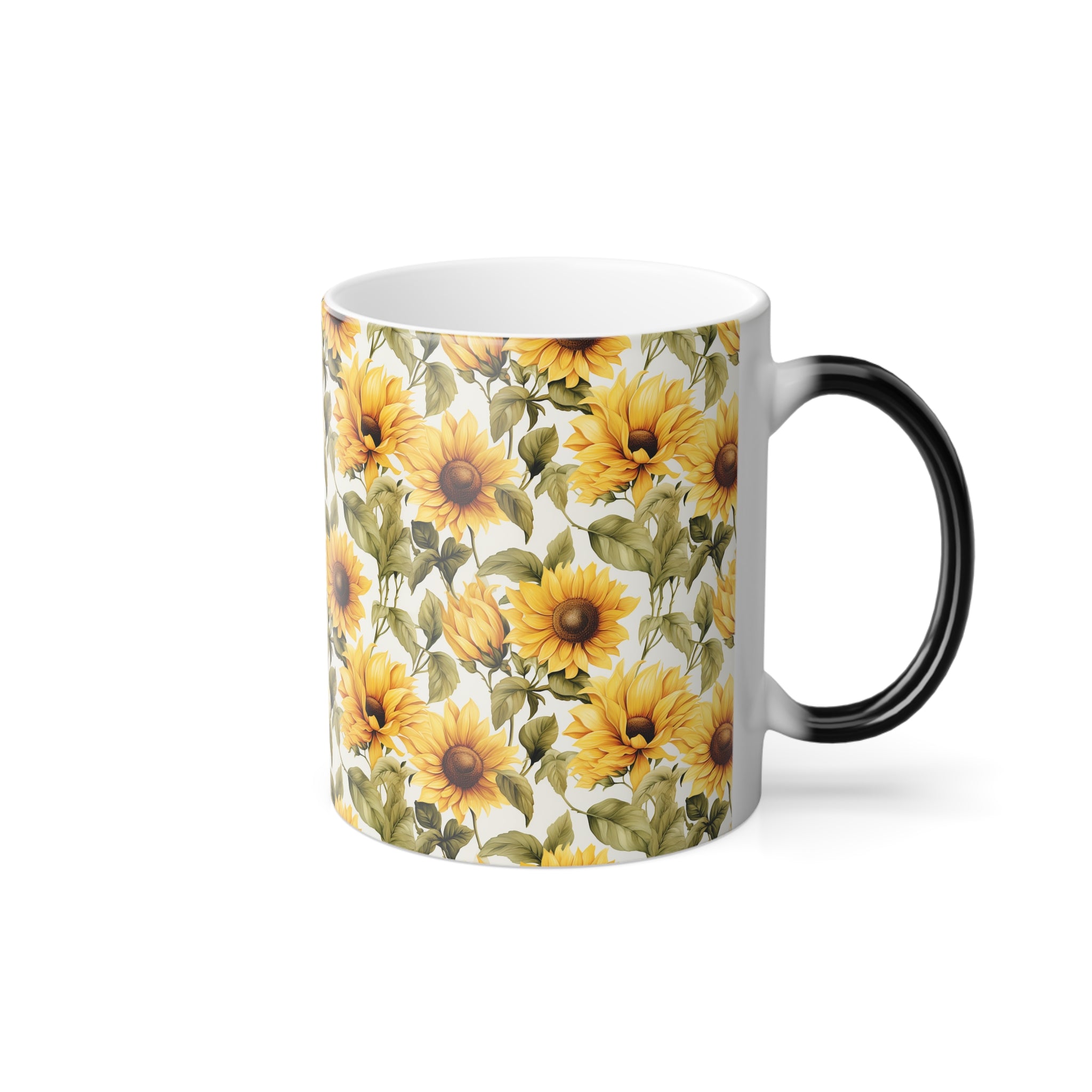 Color-Changing Mug, 11oz — Abstract Sunflowers