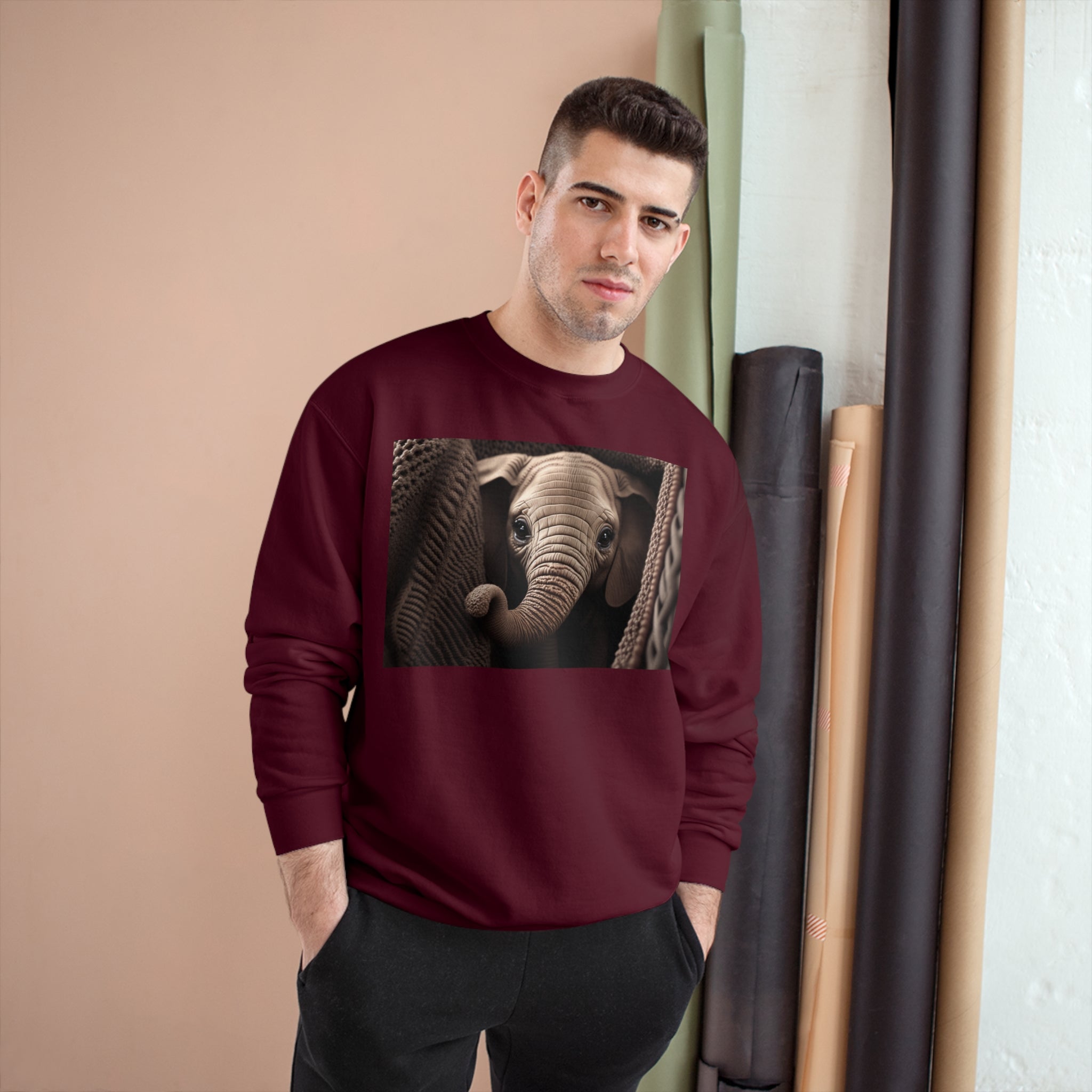 Champion Sweatshirt - Knit Animals, Elephant Calf