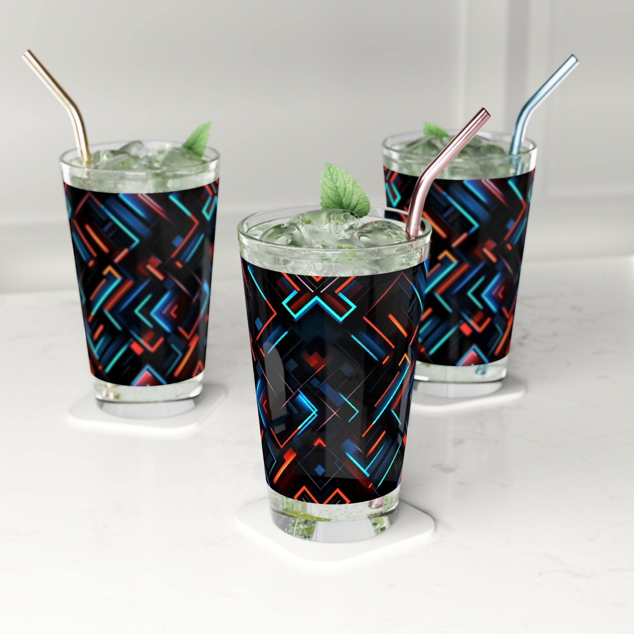 Pint Glass, 16oz - Abstract Designs 04