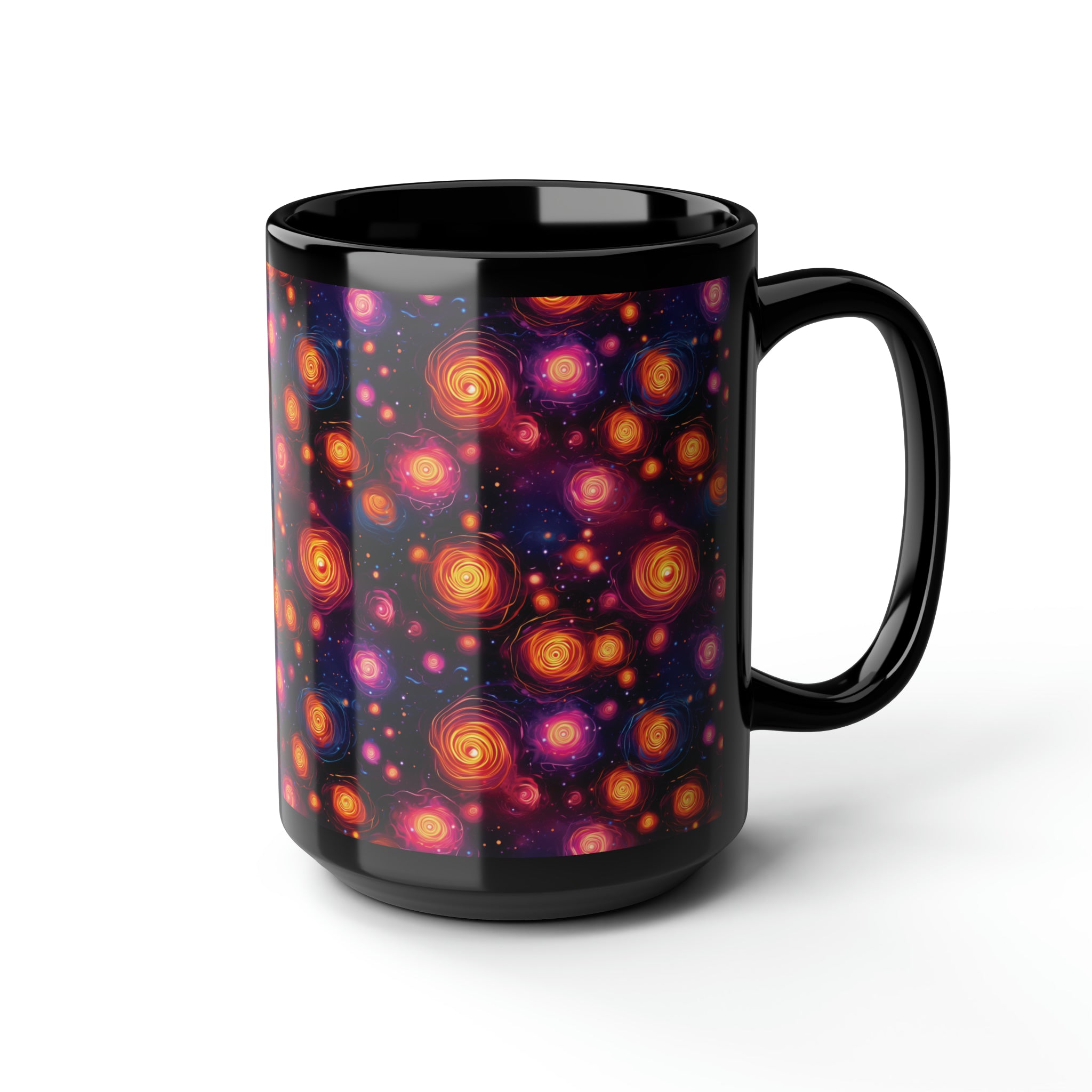 Black Mug, 15oz (AOP) - Fantasy Galaxies 07