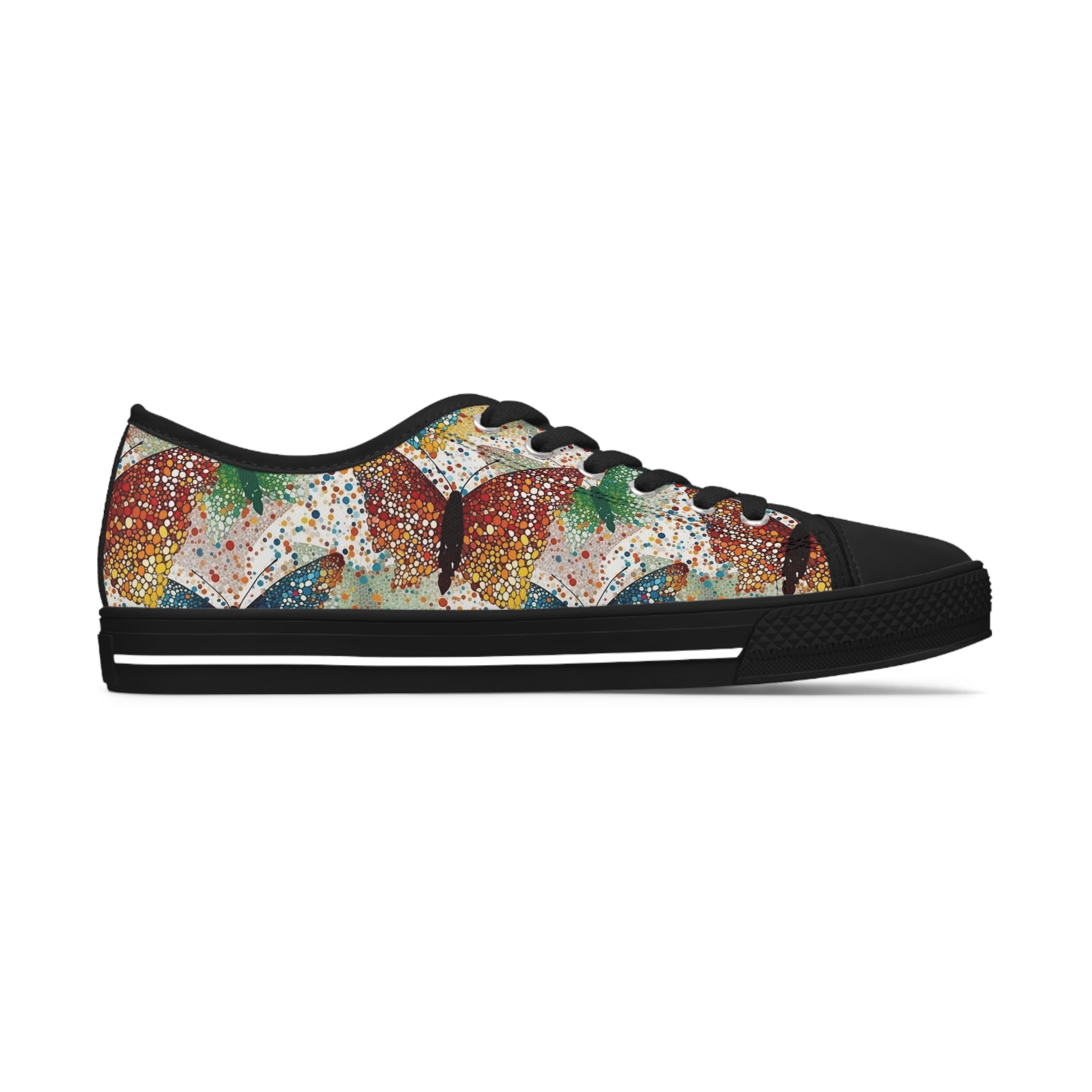 Women's Low Top Sneakers (AOP) - Seamless Butterfly Designs 08