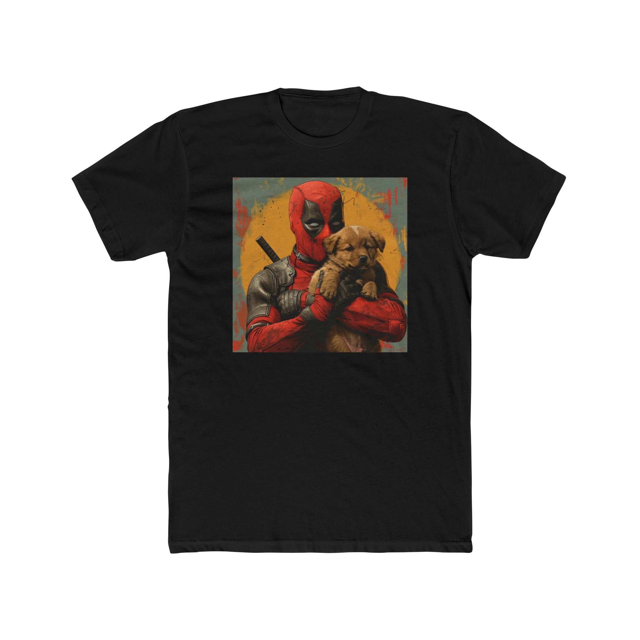 Men's Cotton Crew Tee - Superheroes Collection - Deadpool and puppy
