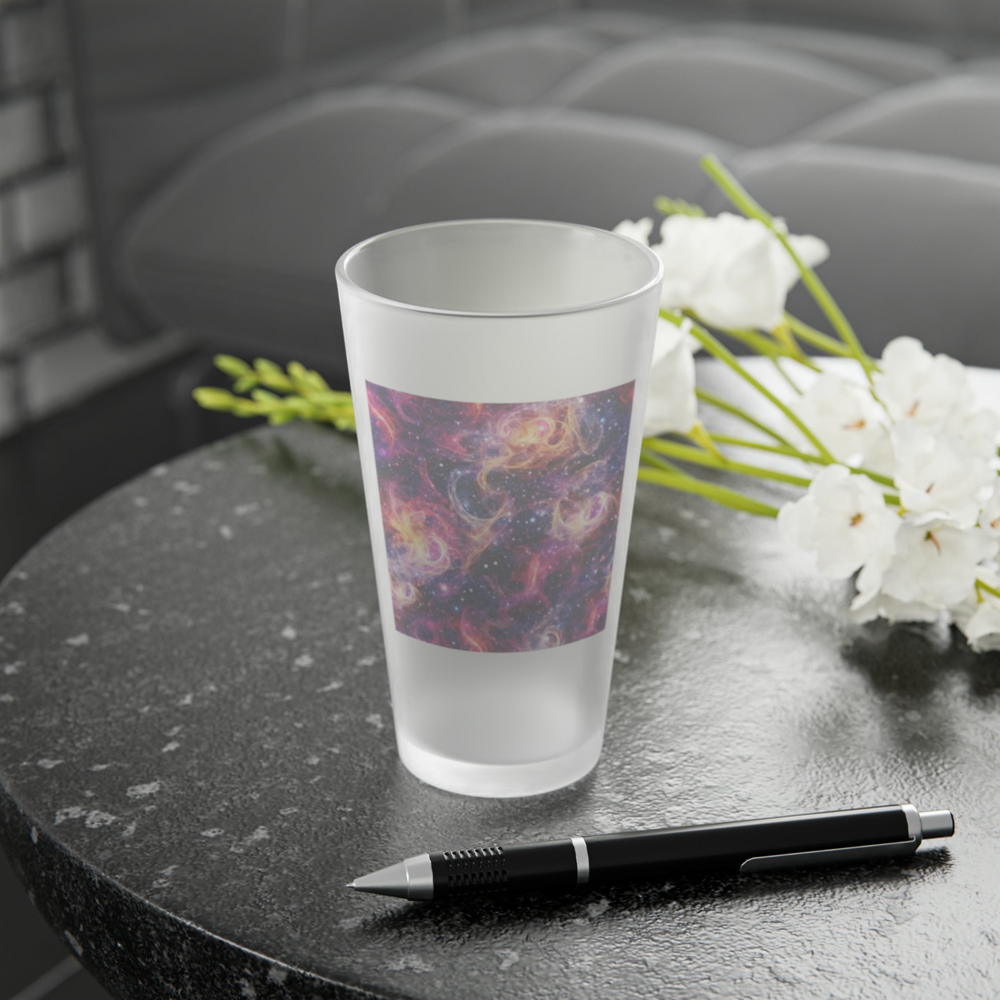 Frosted Pint Glass, 16oz - Vibrant Designs 04