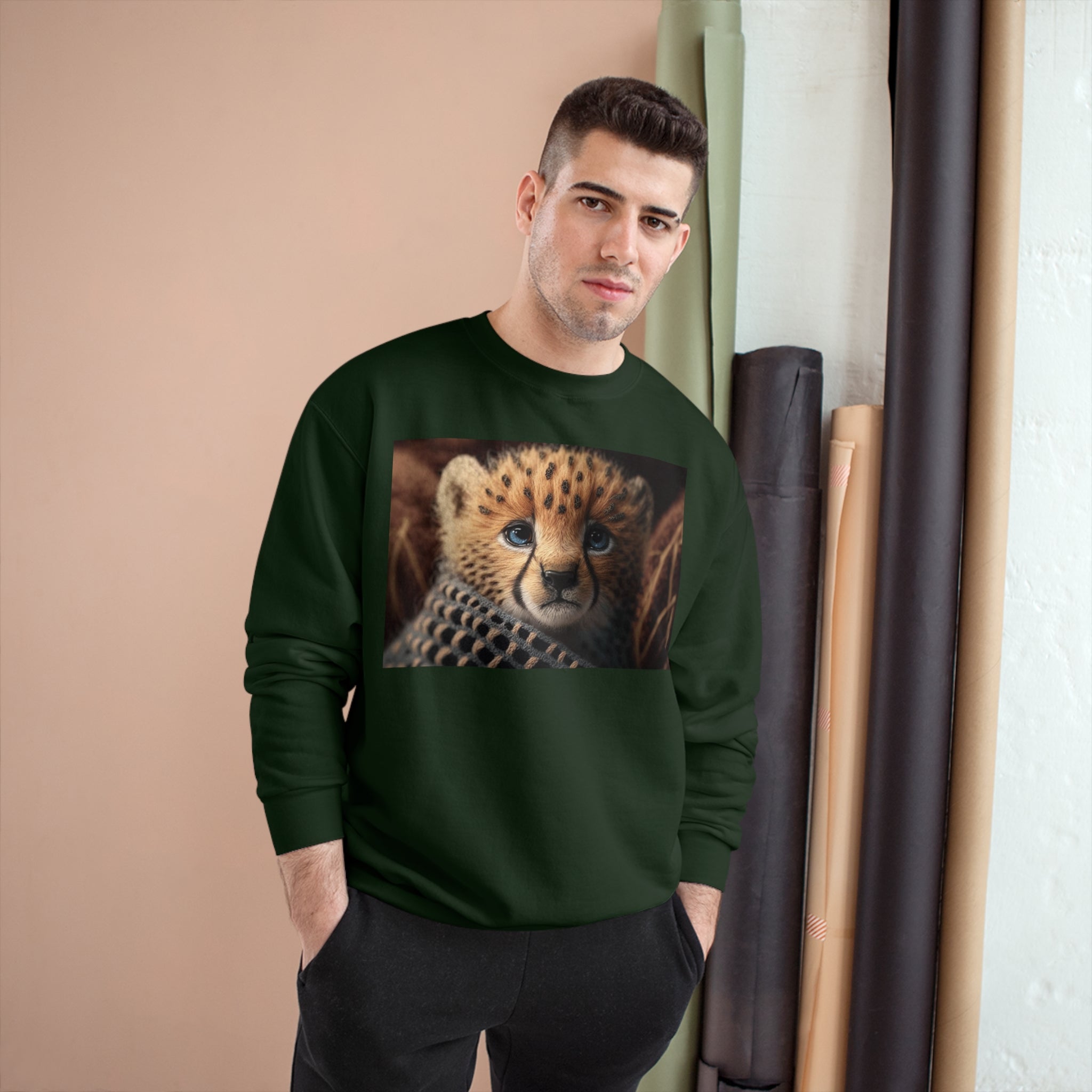 Champion Sweatshirt - Knit Animals, Cheetah Cub