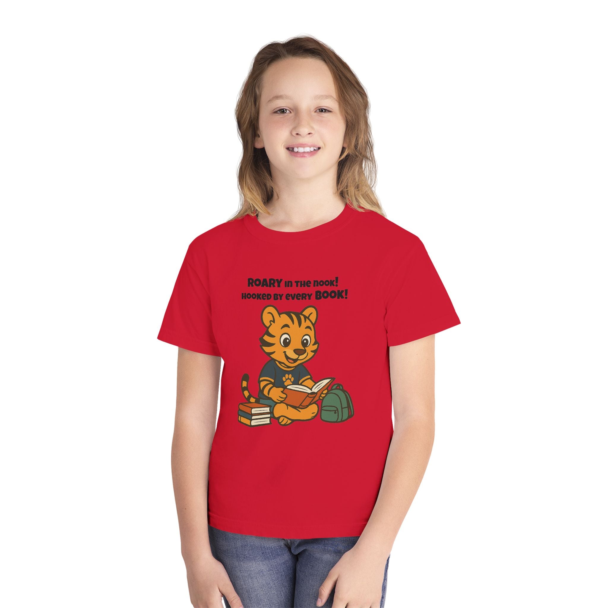 Youth Midweight Cotton Tee - Roary's Adventures in the Library