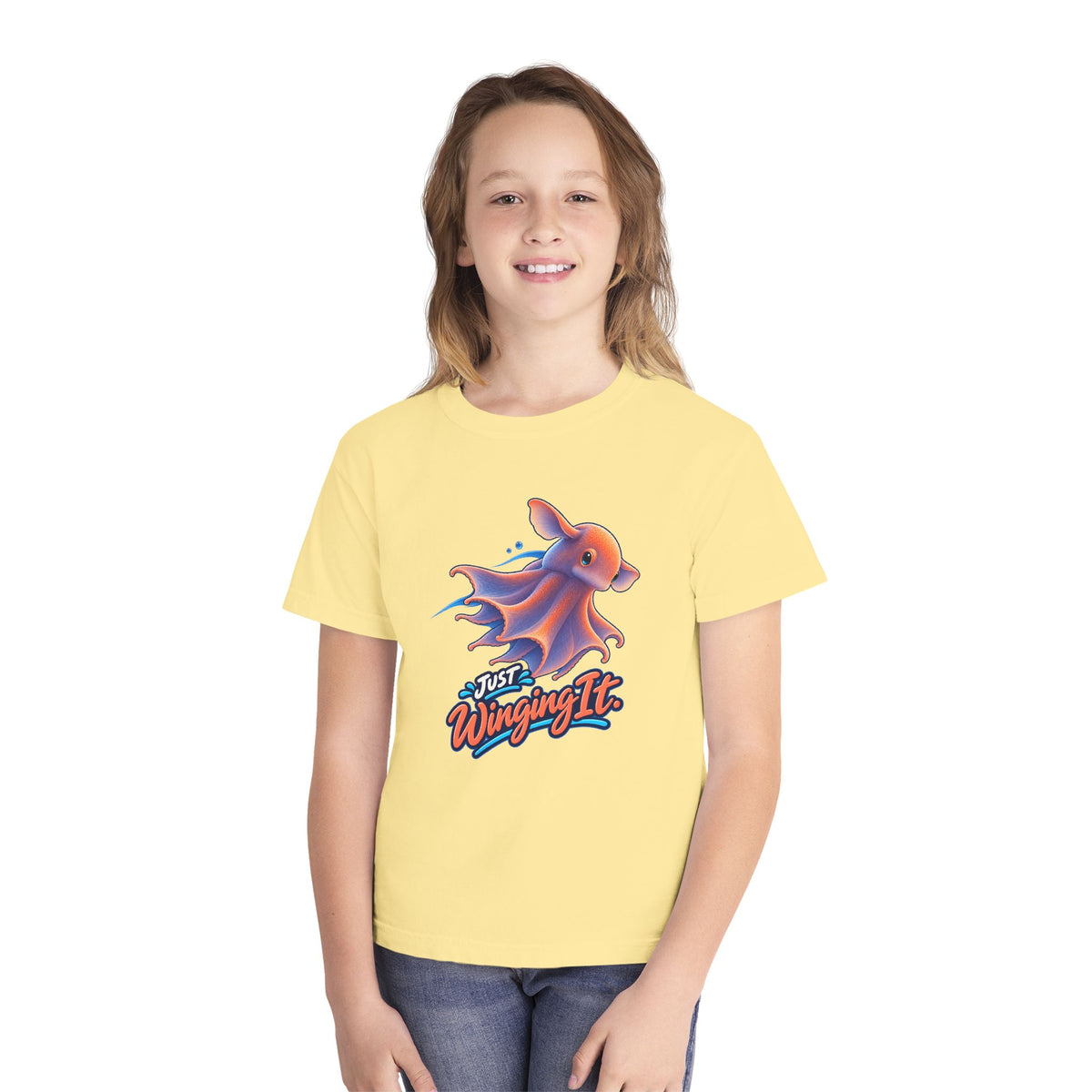 Dumbo Octopus, a Science design, on a youth midweight cotton tee