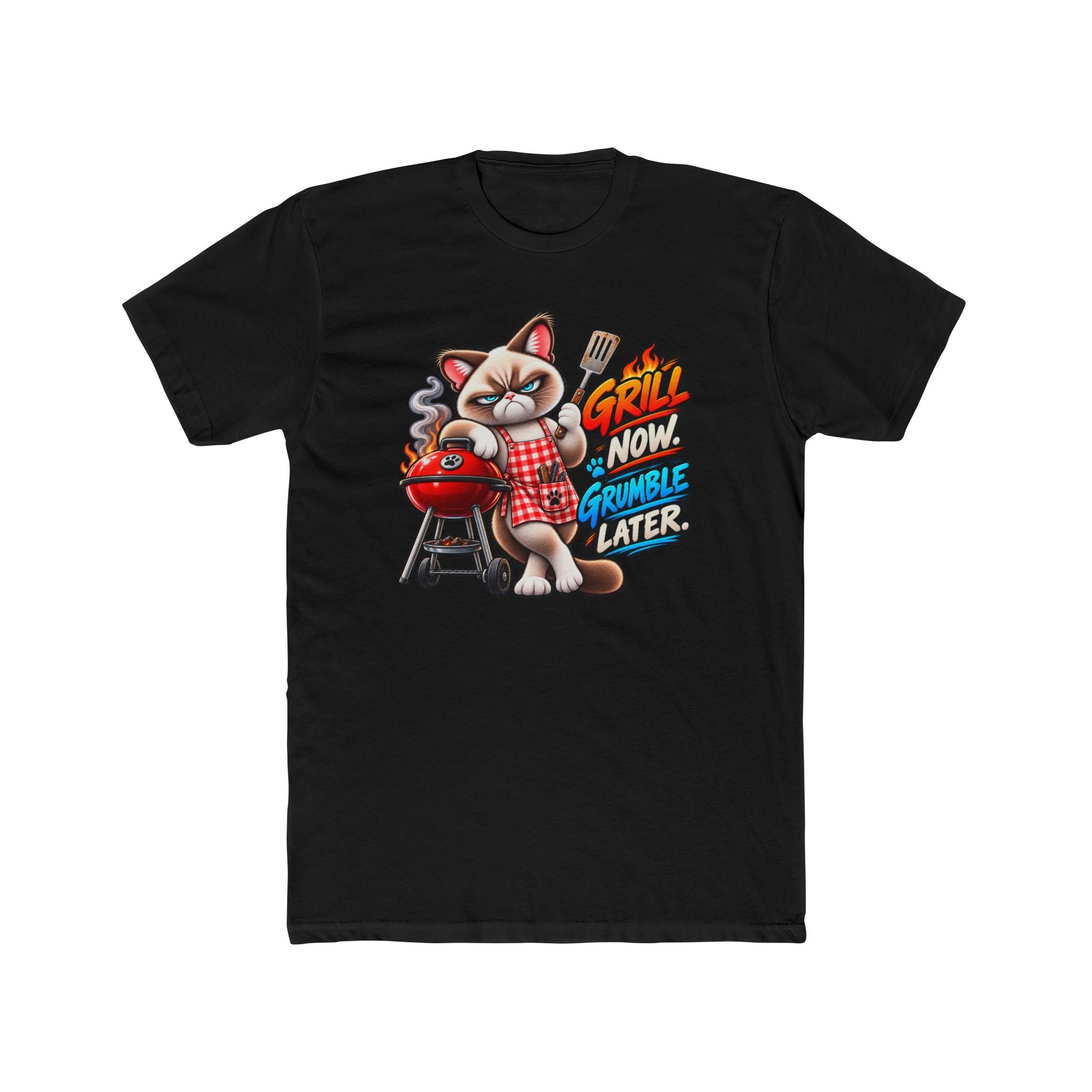 Men's Cotton Crew Tee - Grumpy Cats Collection - Grill now Grumble later