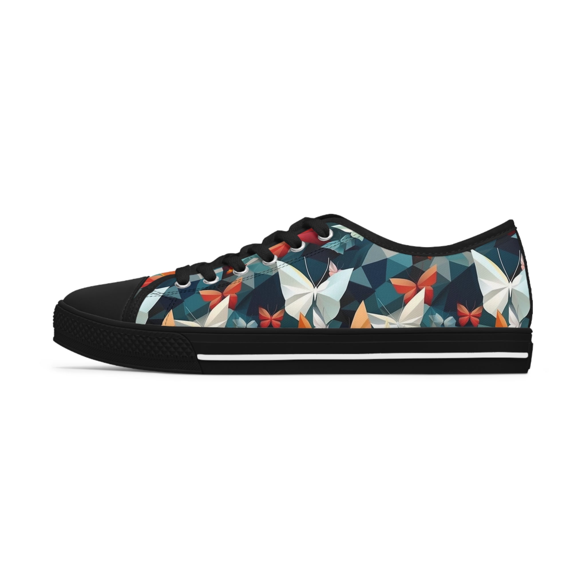 Women's Low Top Sneakers (AOP) - Seamless Butterfly Designs 09