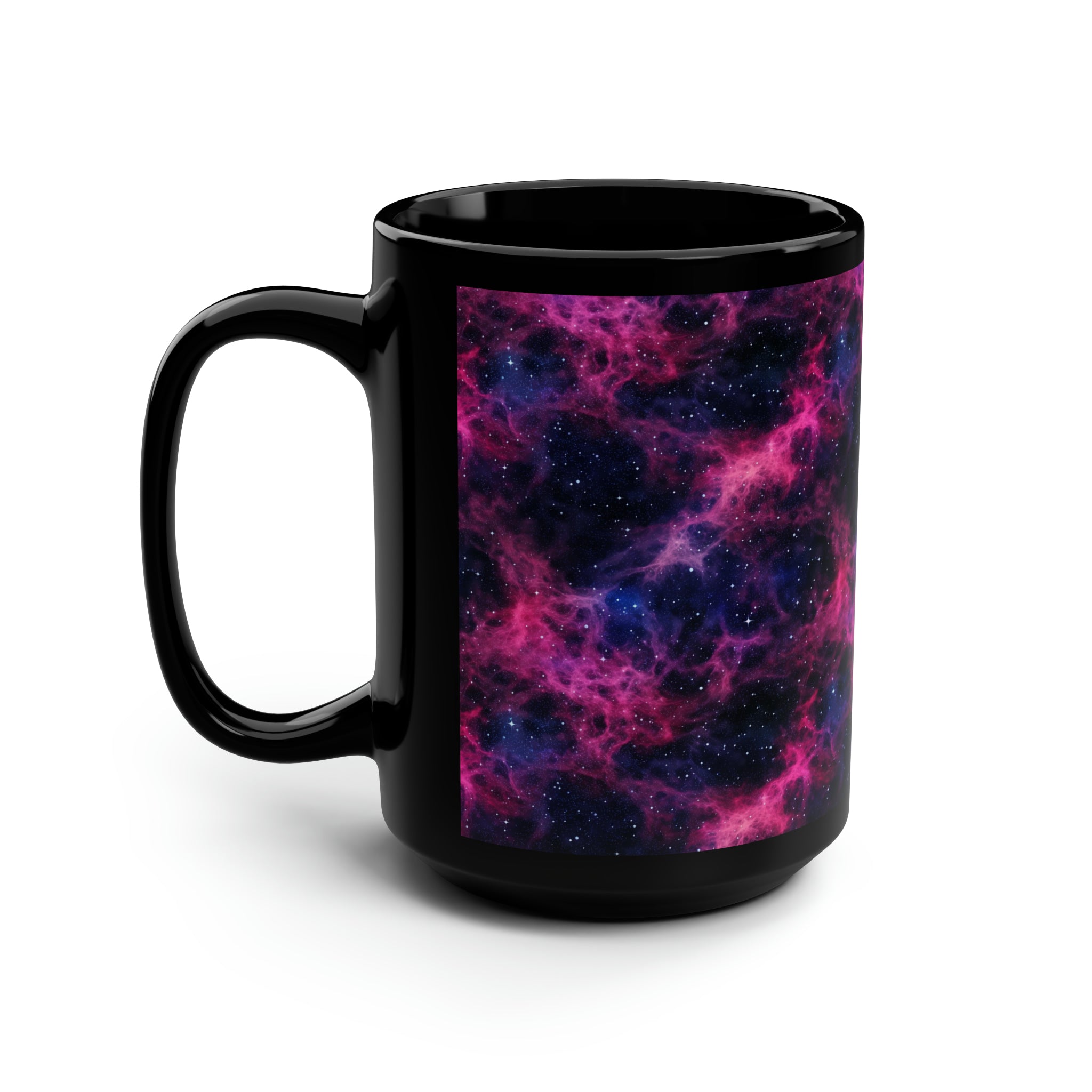 Black Mug, 15oz (AOP) - Fantasy Galaxies 02