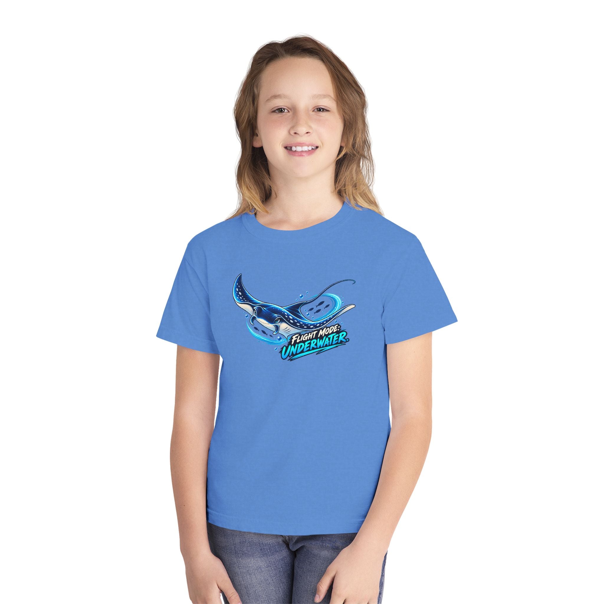 Youth Midweight Cotton Tee - Manta Ray