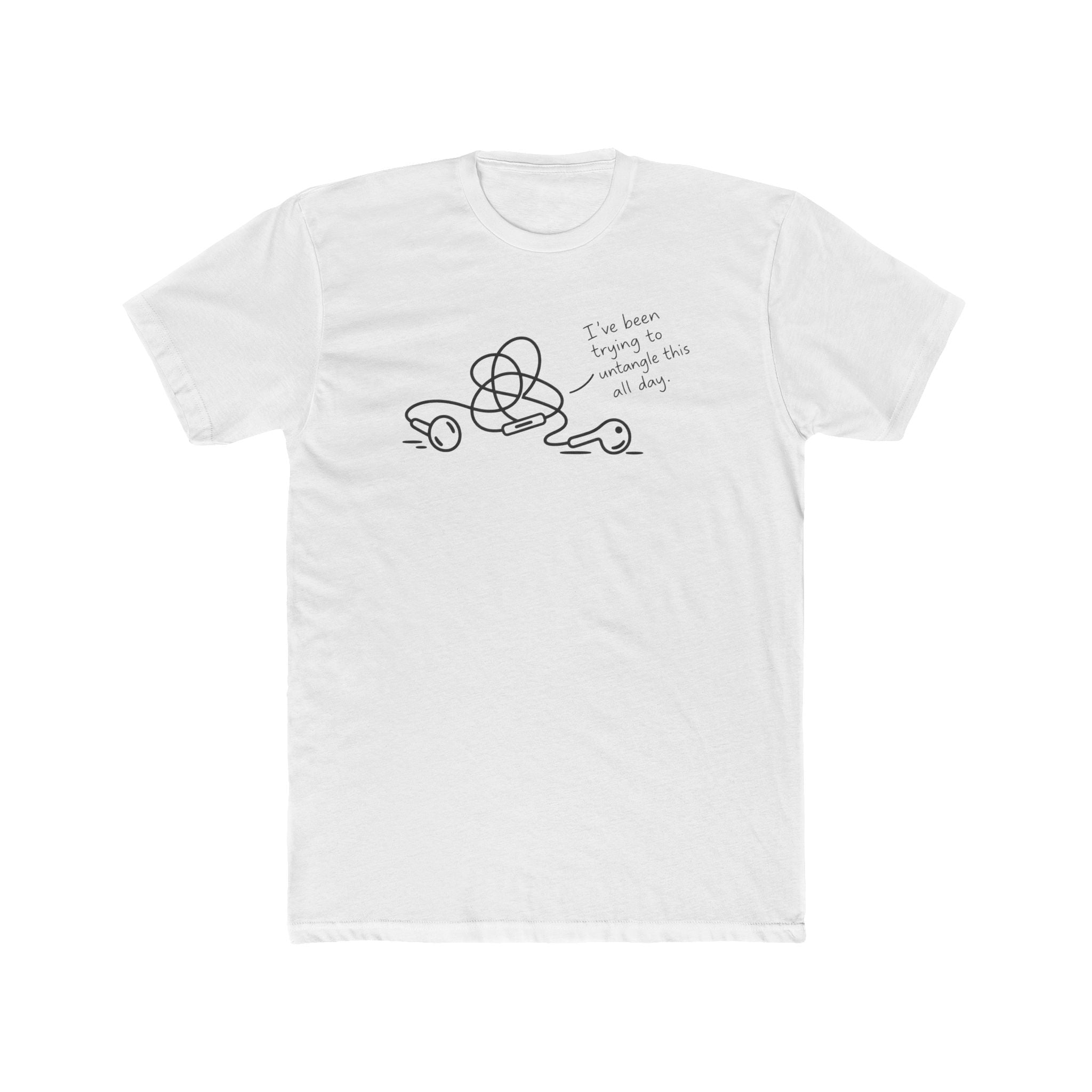 Men's Cotton Crew Tee - Objectively Speaking collection - Earphones, tangled all day