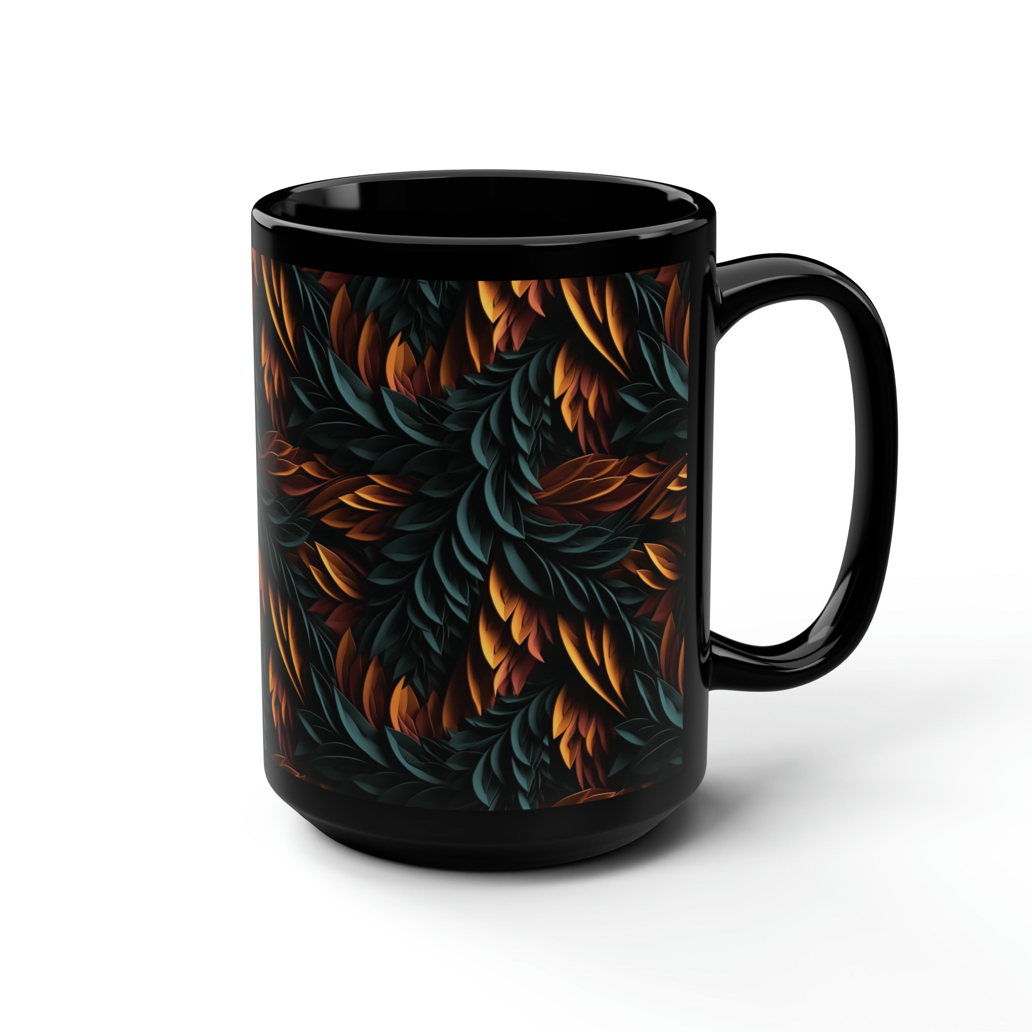 Black Mug, 15oz (AOP) - 3D Art Designs 02