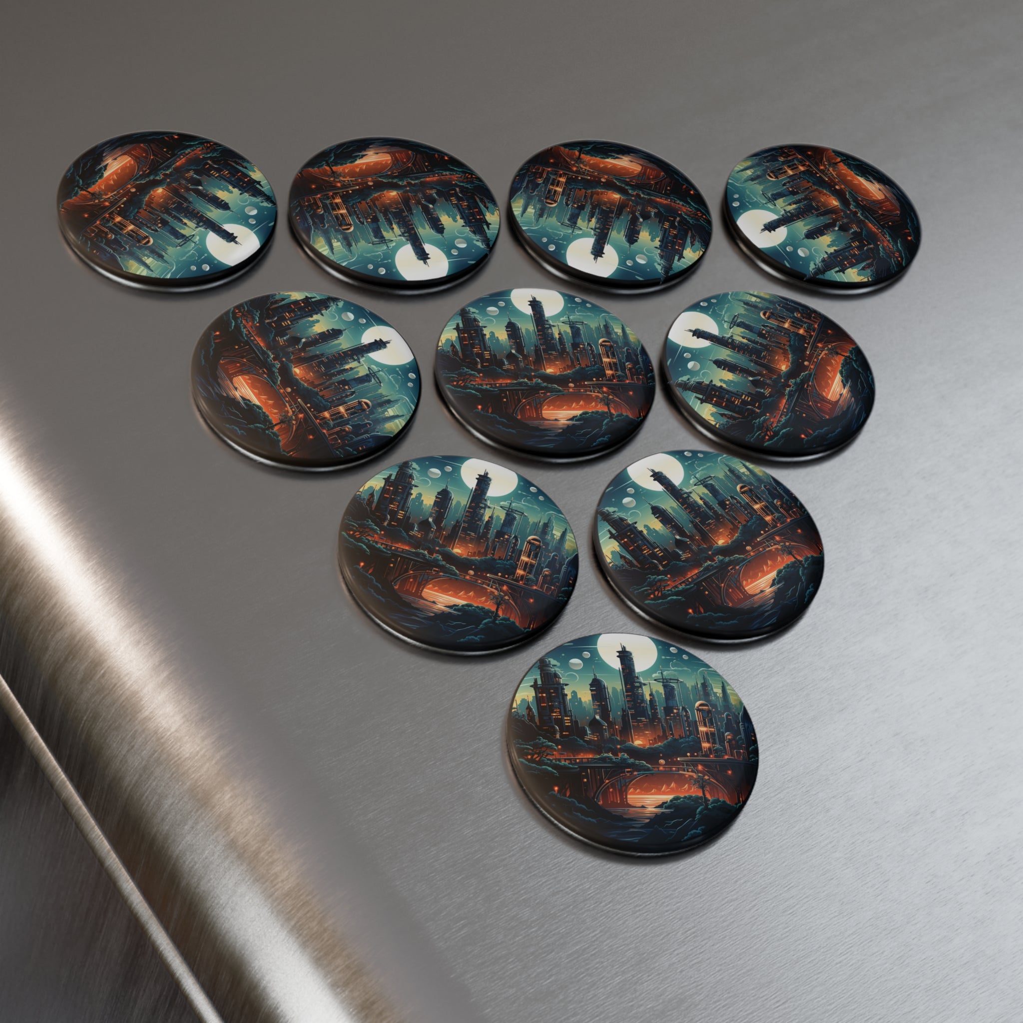 Button Magnet, Round (1 & 10 pcs) - Isometric City Designs 30