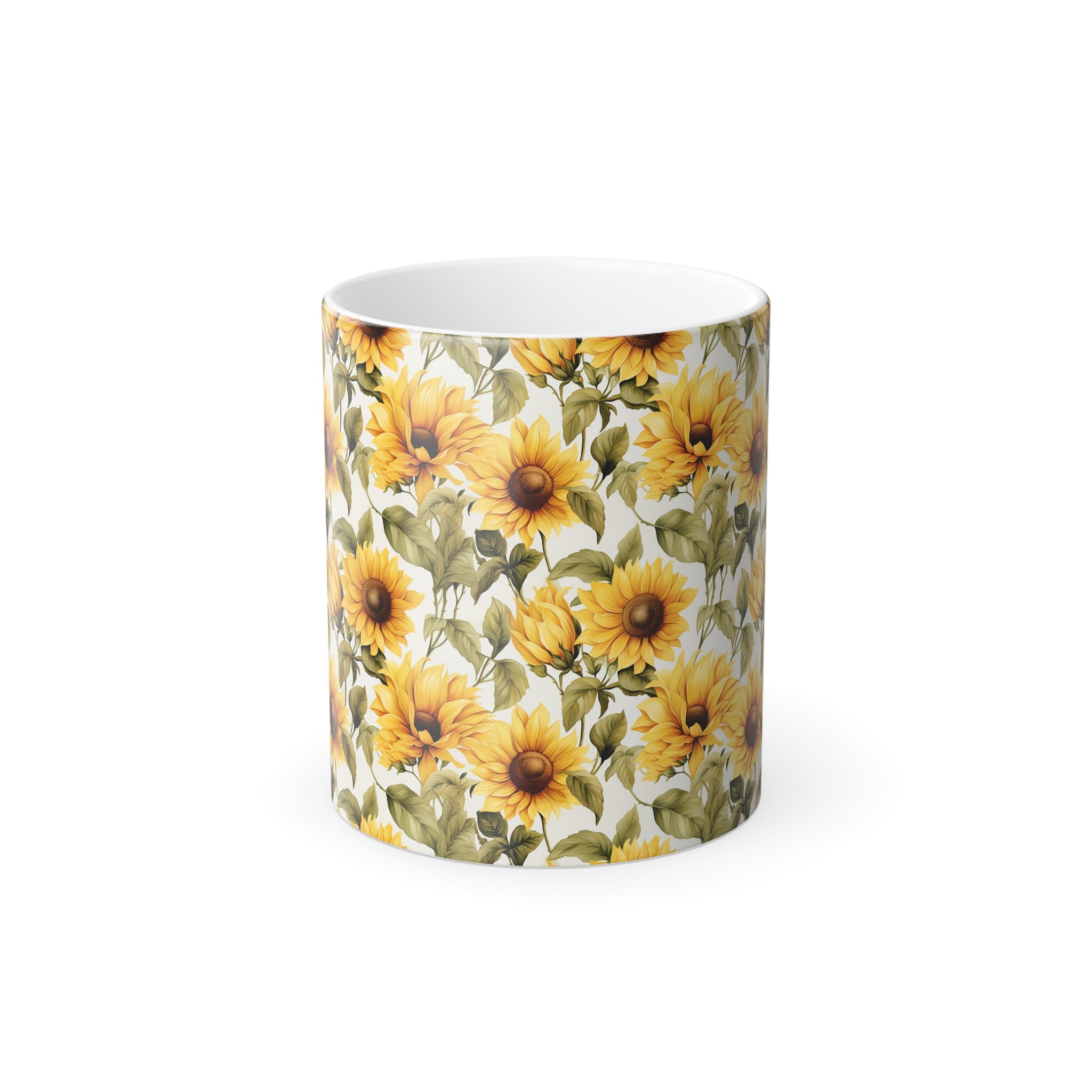 Color-Changing Mug, 11oz — Abstract Sunflowers