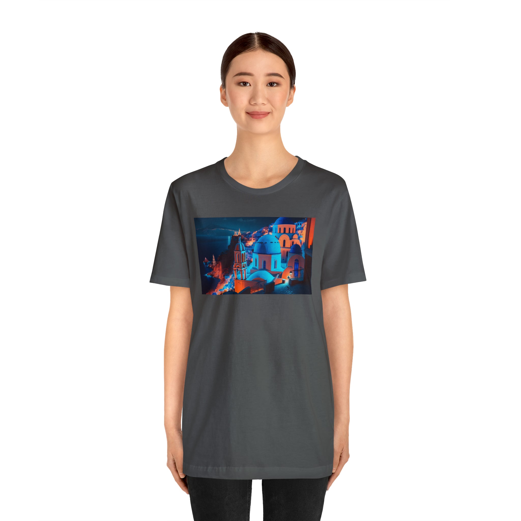Unisex Jersey Short Sleeve Tee - Oia Blue Domes, Greece