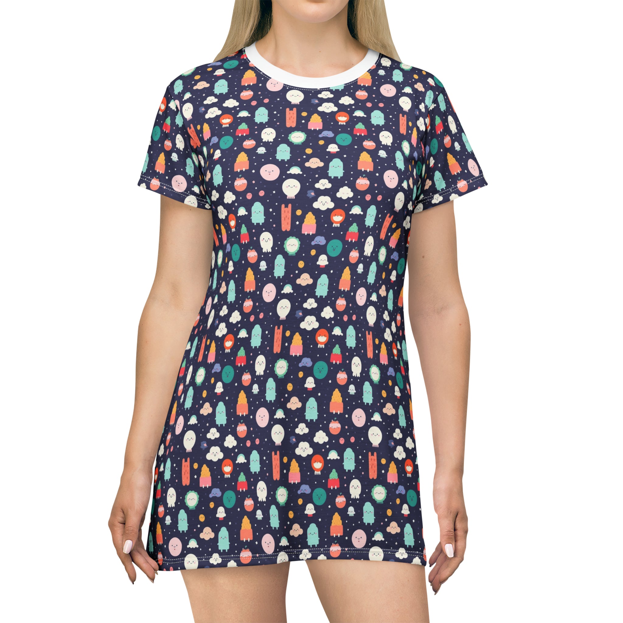 T-Shirt Dress (AOP) - Adorable Seamless Design 05