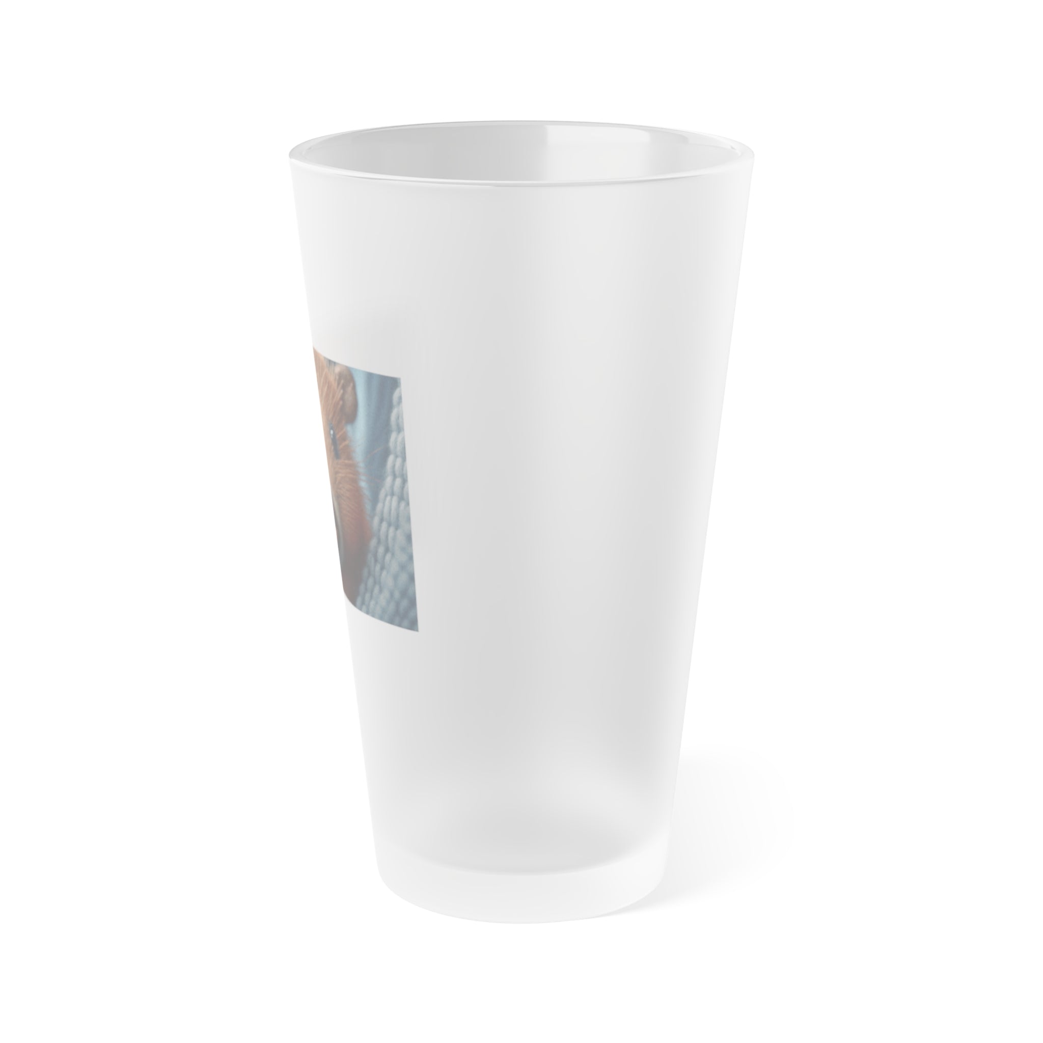Frosted Pint Glass, 16oz - Animal Knit Arts, Capybara pup