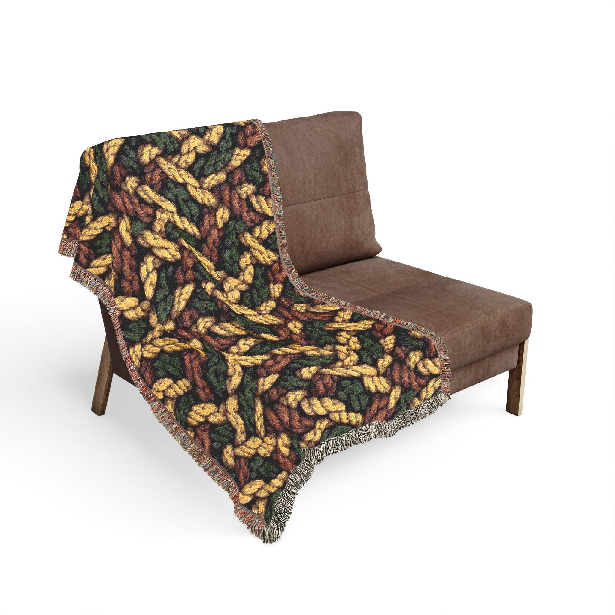 Woven Throw Blanket — Reversible Cozy Check Pattern for Living Room & Cabin - Design 08