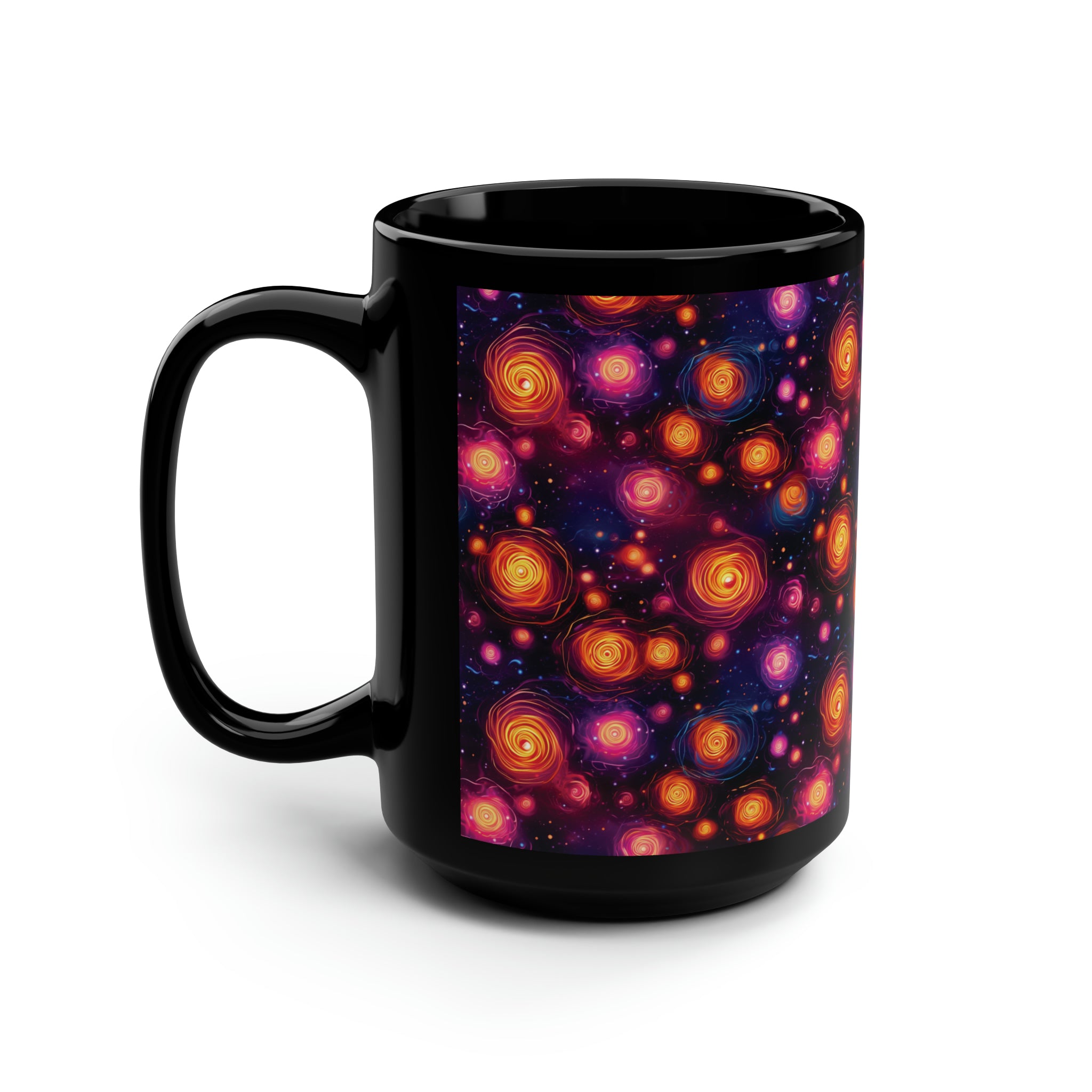 Black Mug, 15oz (AOP) - Fantasy Galaxies 07