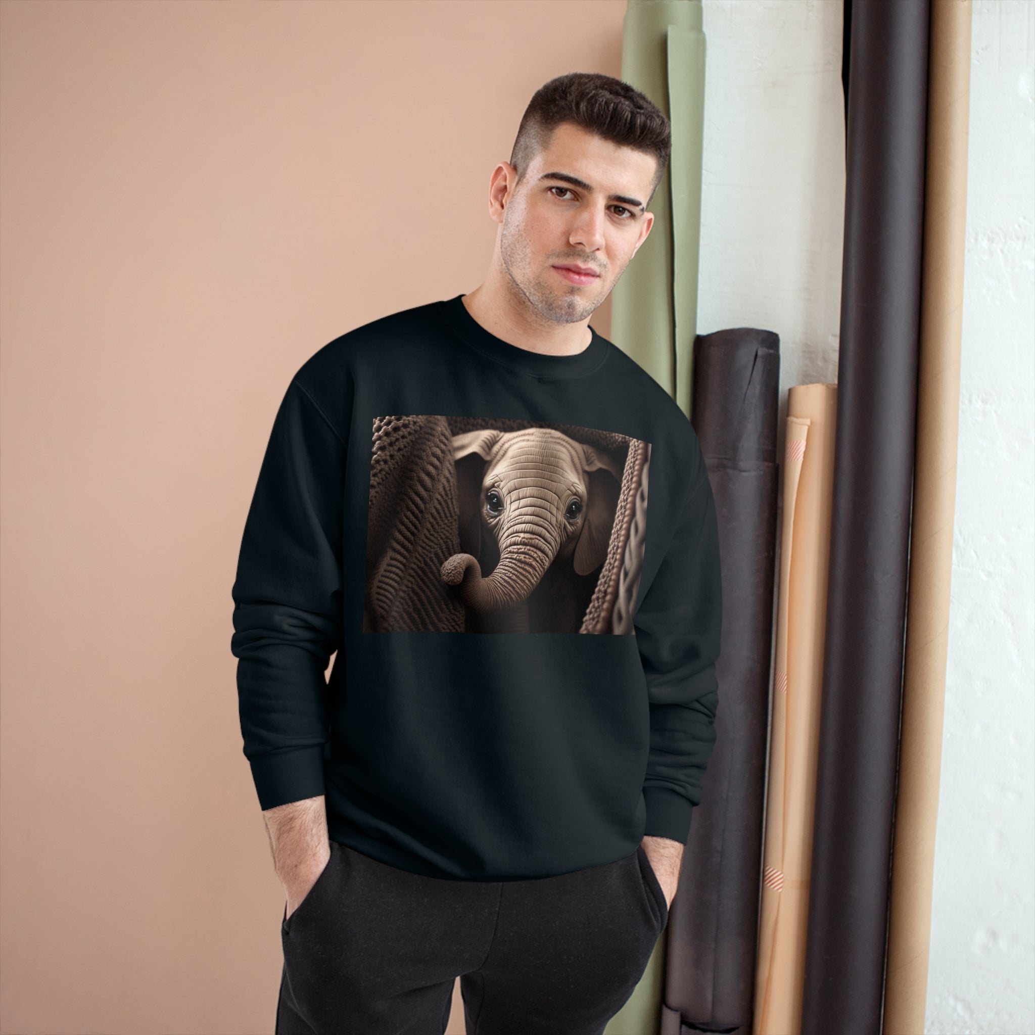 Champion Sweatshirt - Knit Animals, Elephant Calf