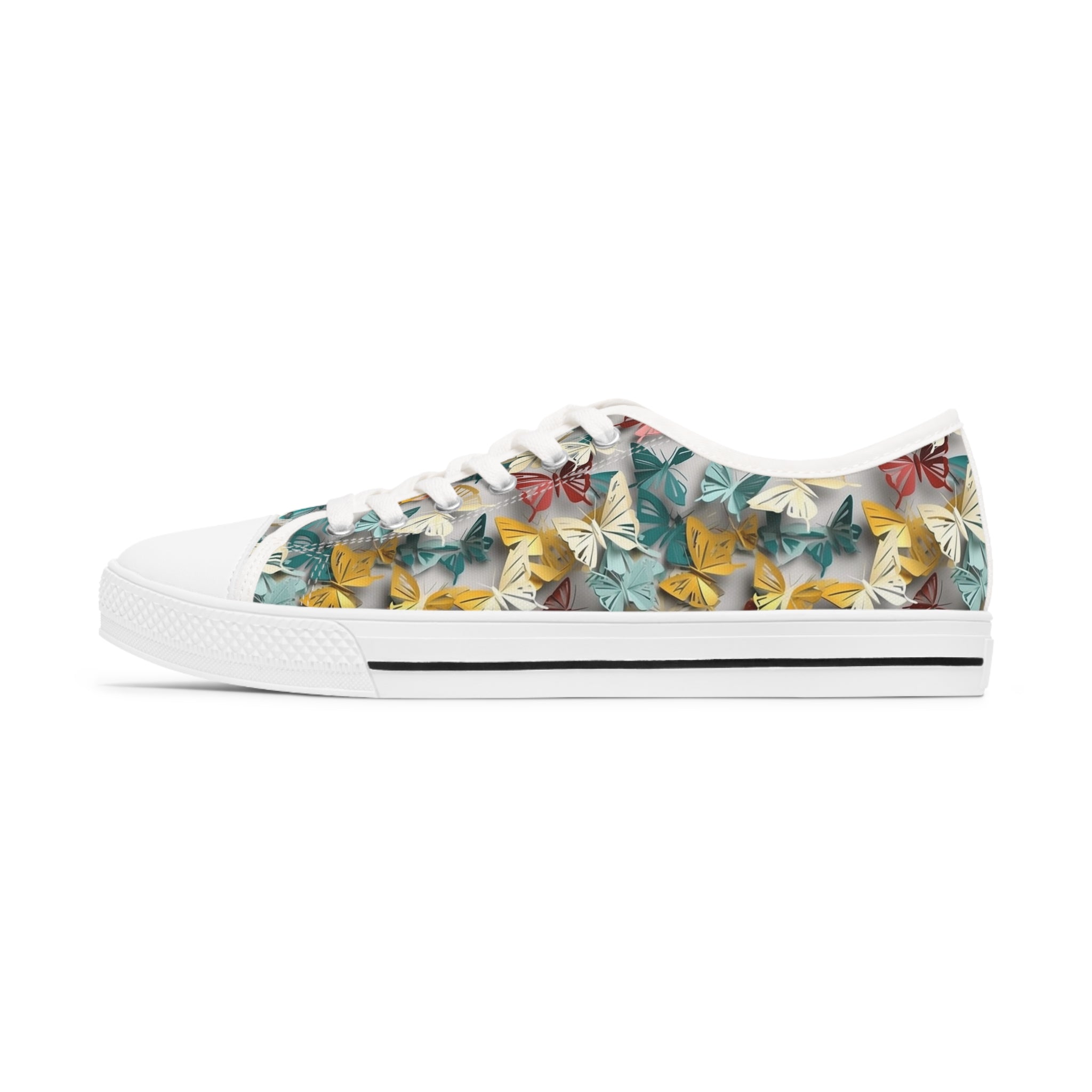 Women's Low Top Sneakers (AOP) - Seamless Butterfly Designs 02