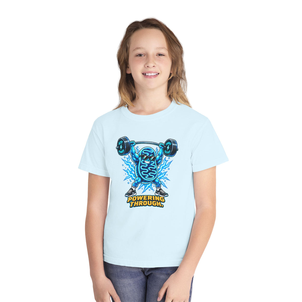 Mitochondria Powerhouse, a Science design, on a youth midweight cotton tee
