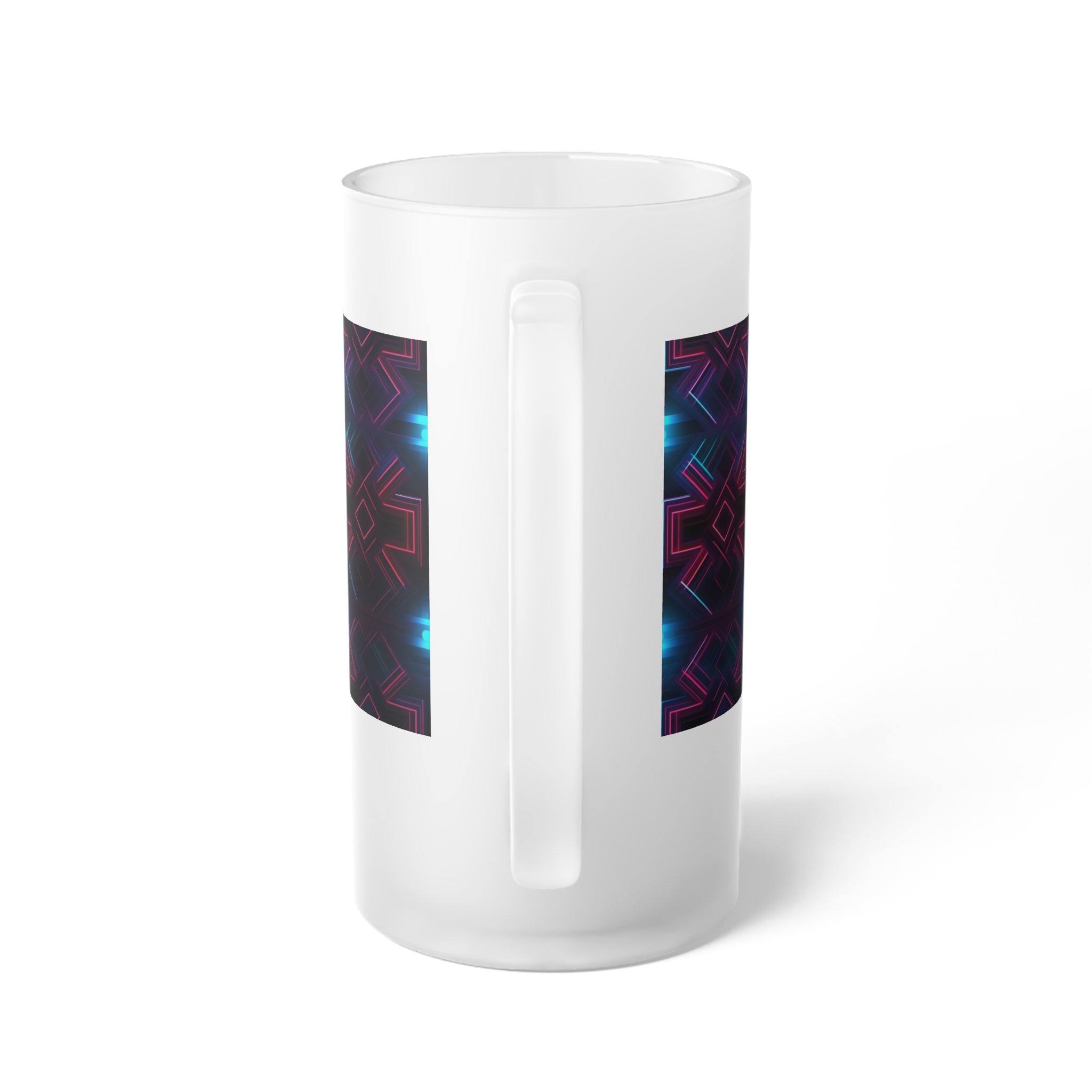 Frosted Glass Beer Mug (AOP) - Seamless Futuristic Designs 01